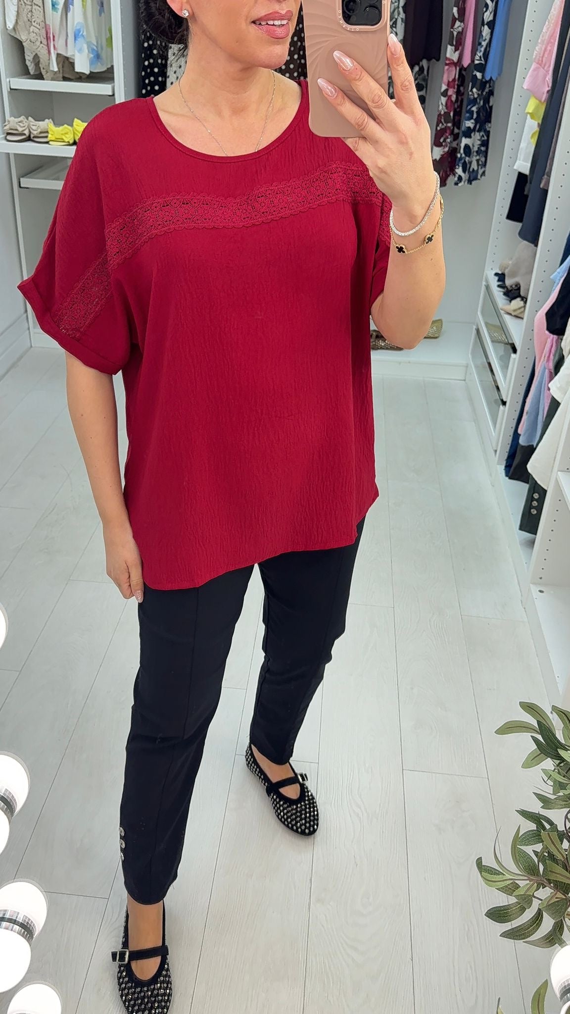 Charley Plain Lace Detailed Loose Fit Top