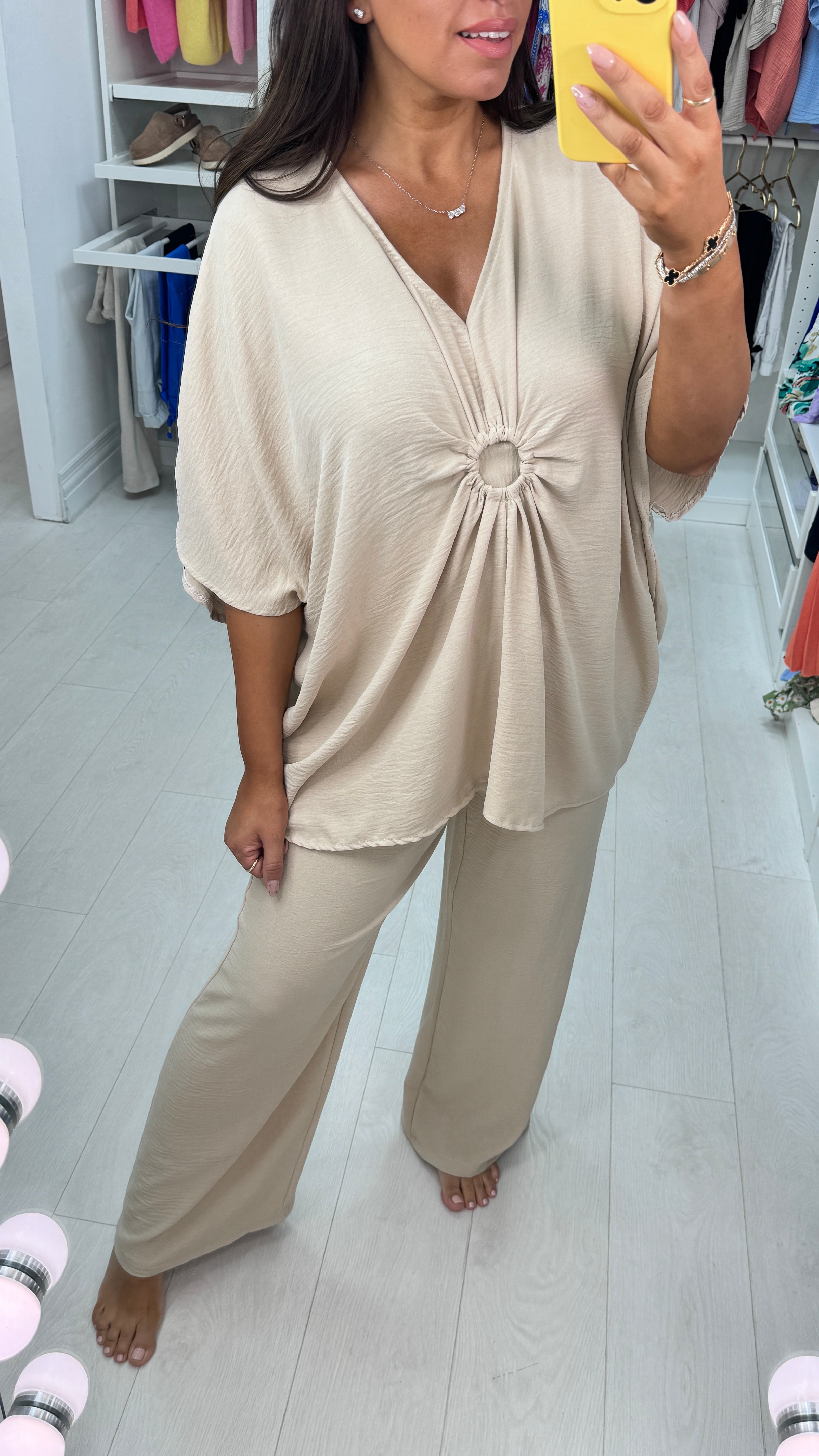 Azalea Circle Ruched Plain Co-ord Set