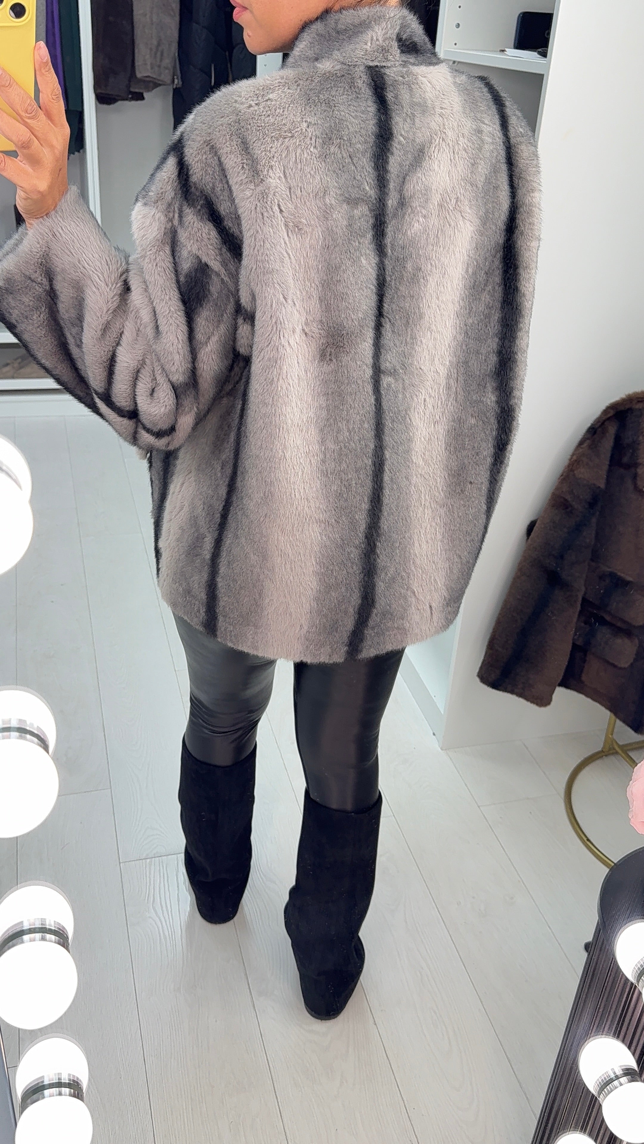 Florentina V Neck Faux Fur Jacket