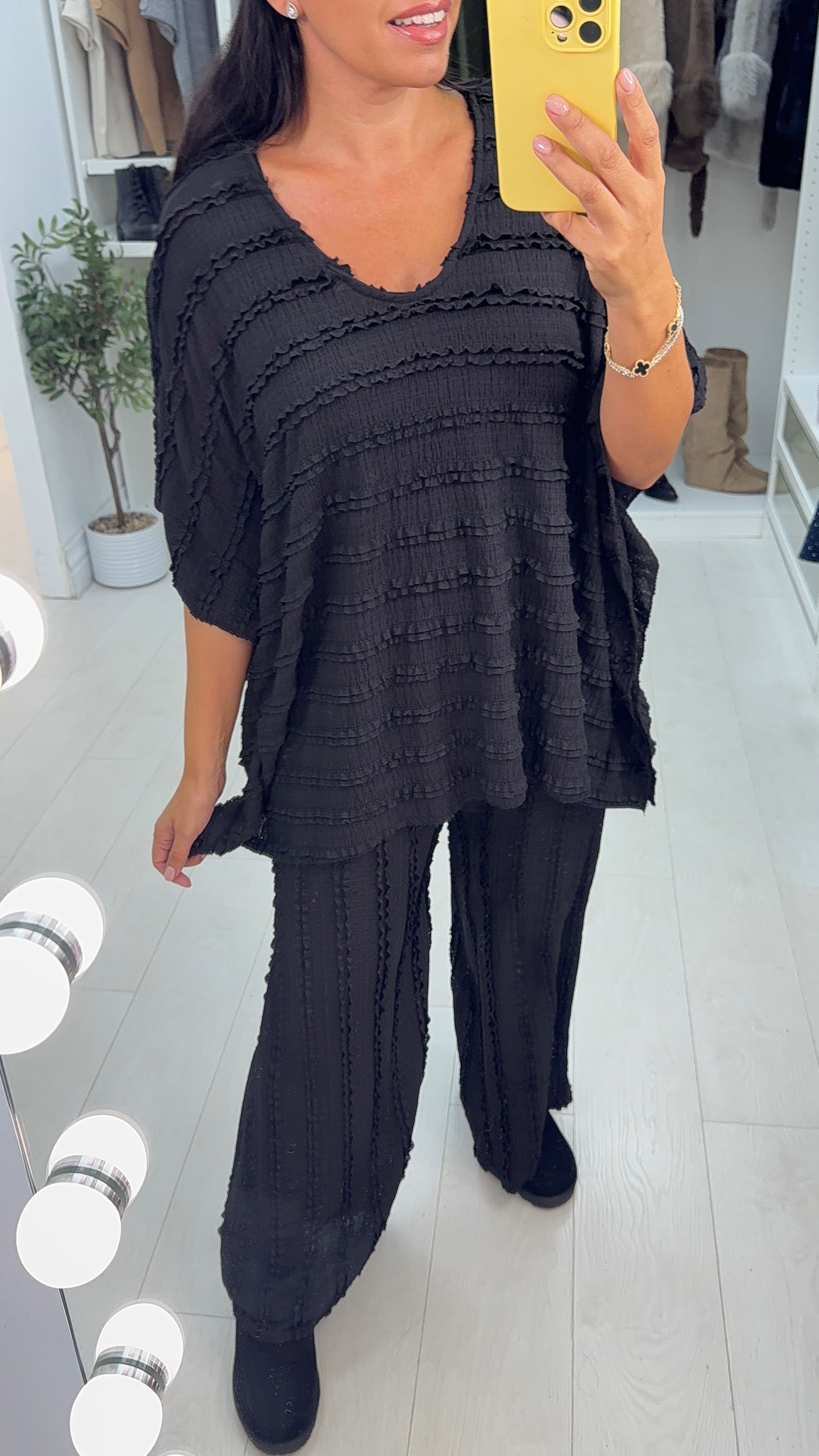 Andrea Plain Textured Loose Fit Co-Ord Set