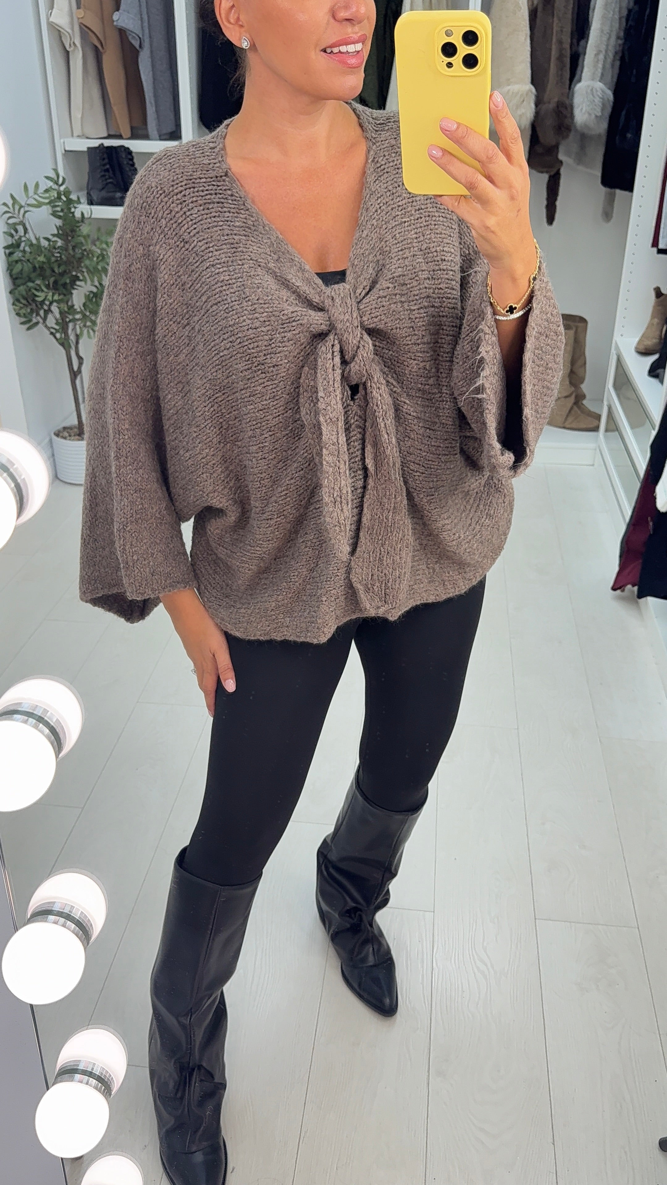 Loraine Tie Front Detail Loose Fit Knit Jumper