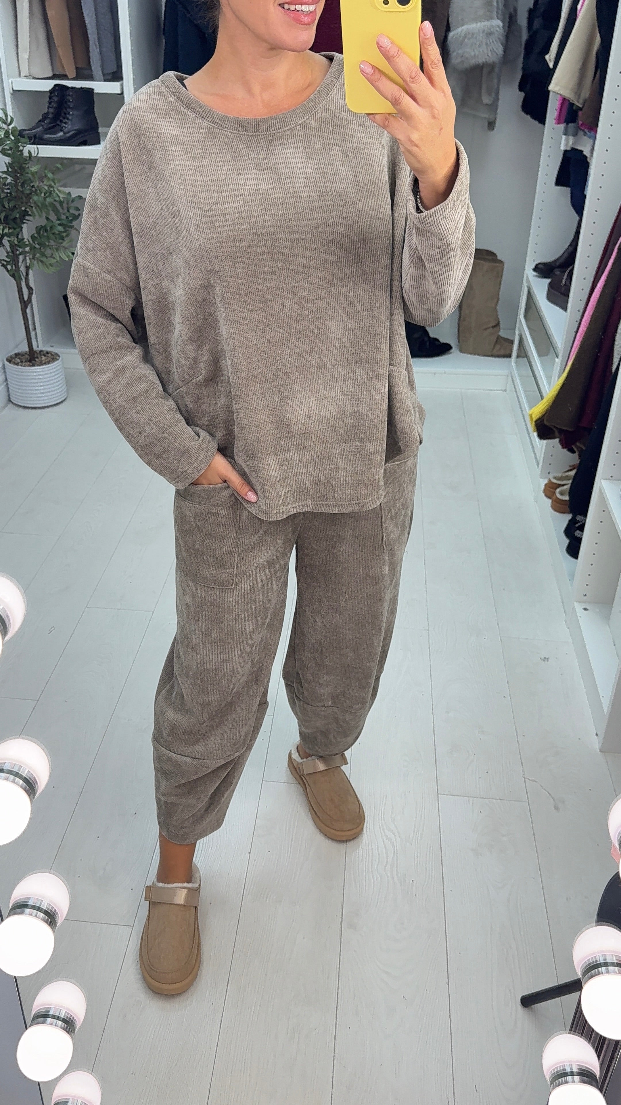 Zella Plain Corduroy Loose Fit Co-Ord Set