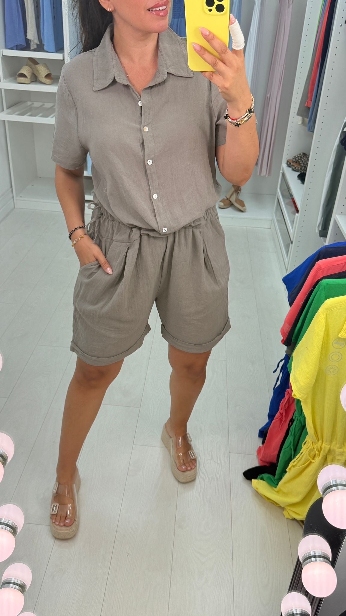 Amelie Plain Adjustable Tie Side Playsuit