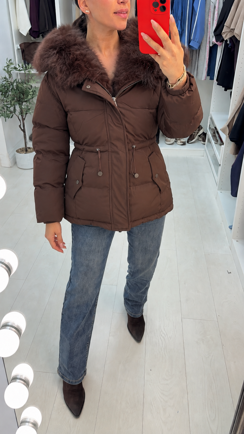 Fenella Faux Fur Hooded Toggle Waist Coat