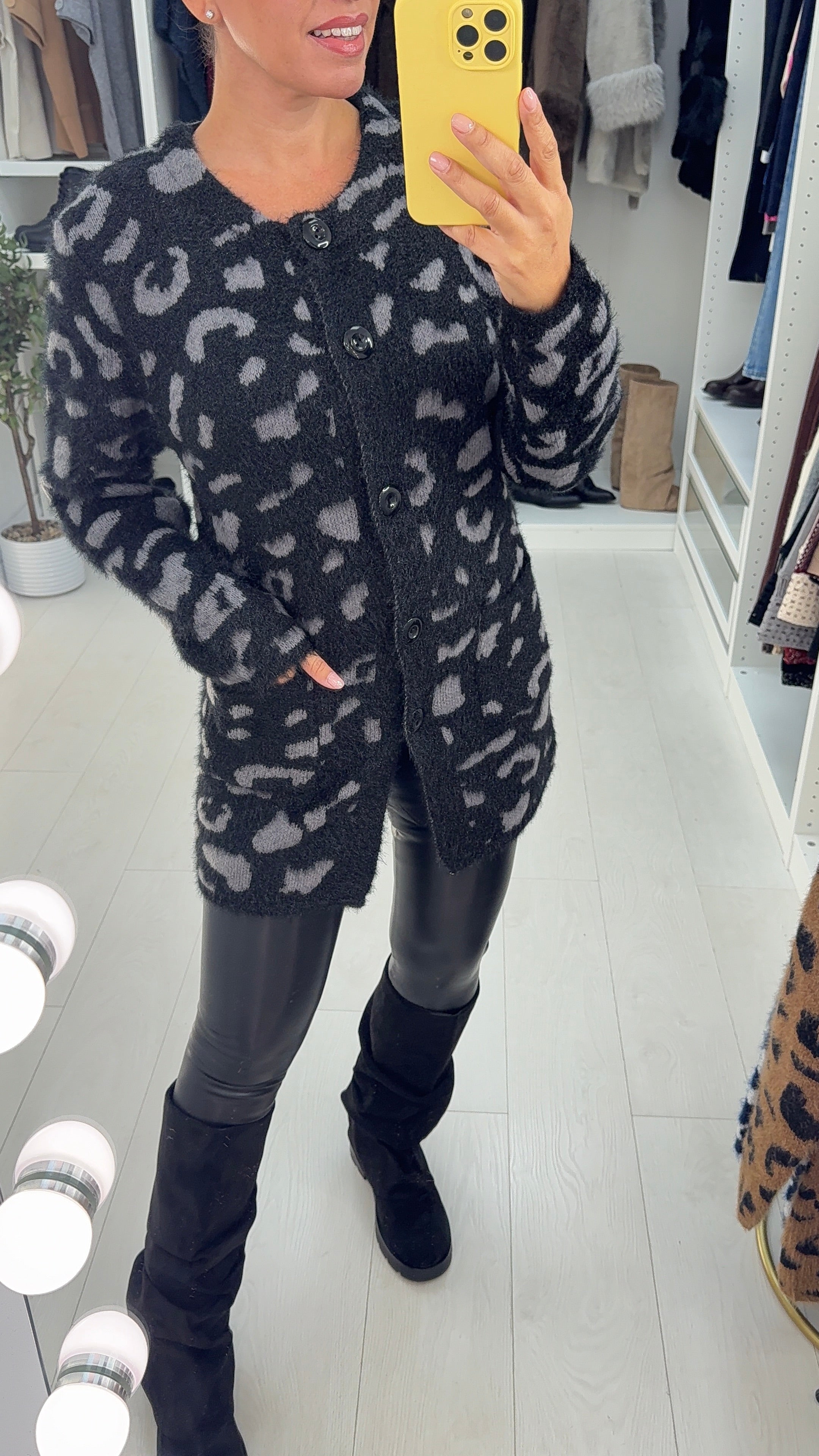 Calisto Leopard Fluffy Longline Cardigan