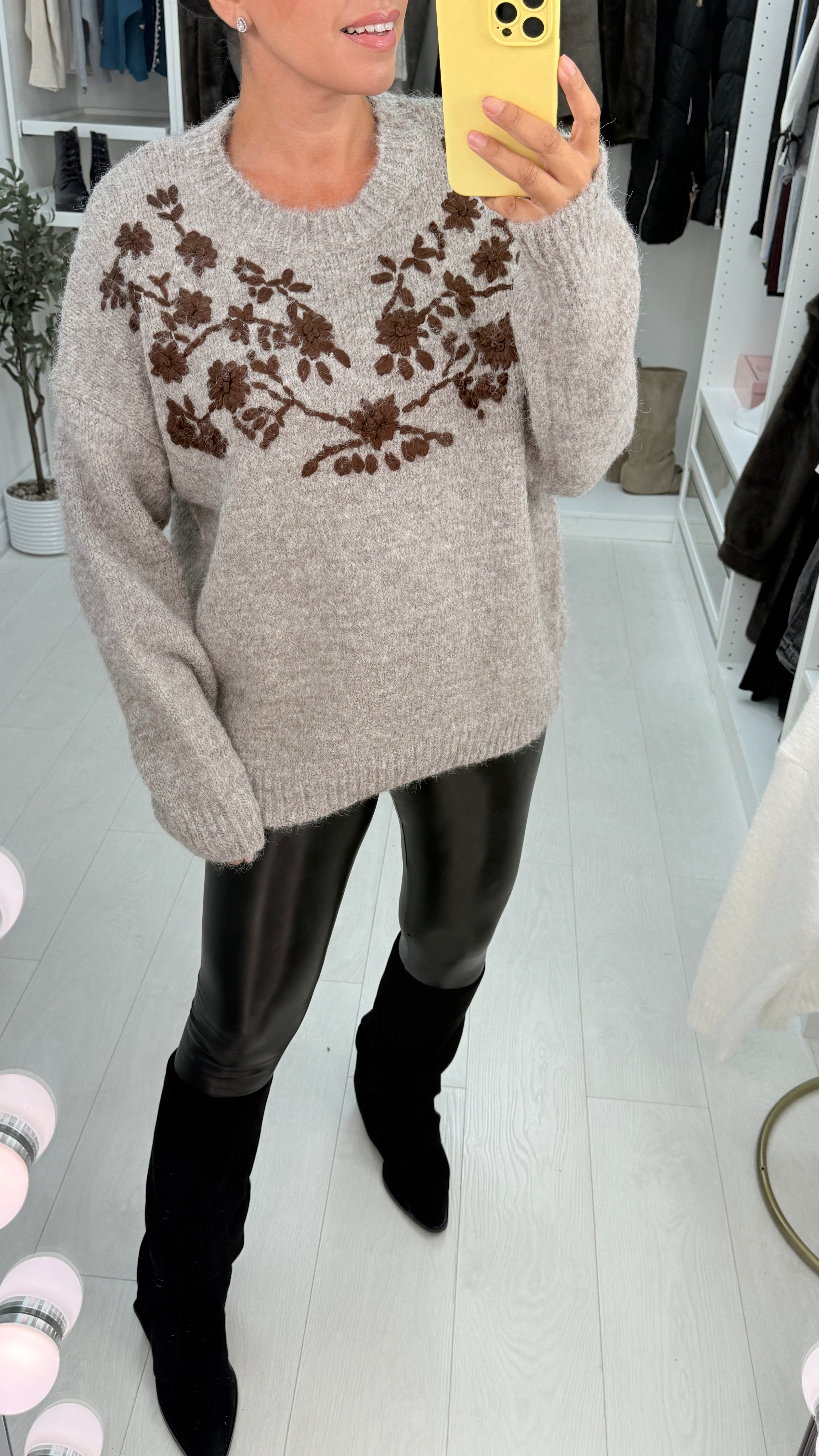 Billie Flower Embroidered Knit Jumper