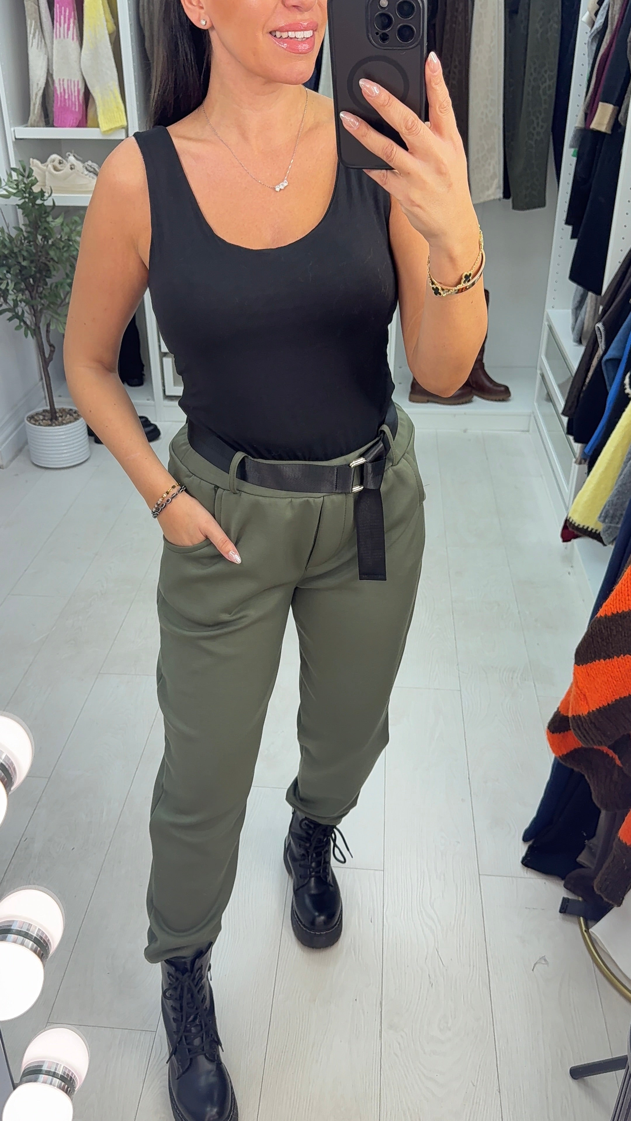 Tracy Elasticated Waist Belted Trousers