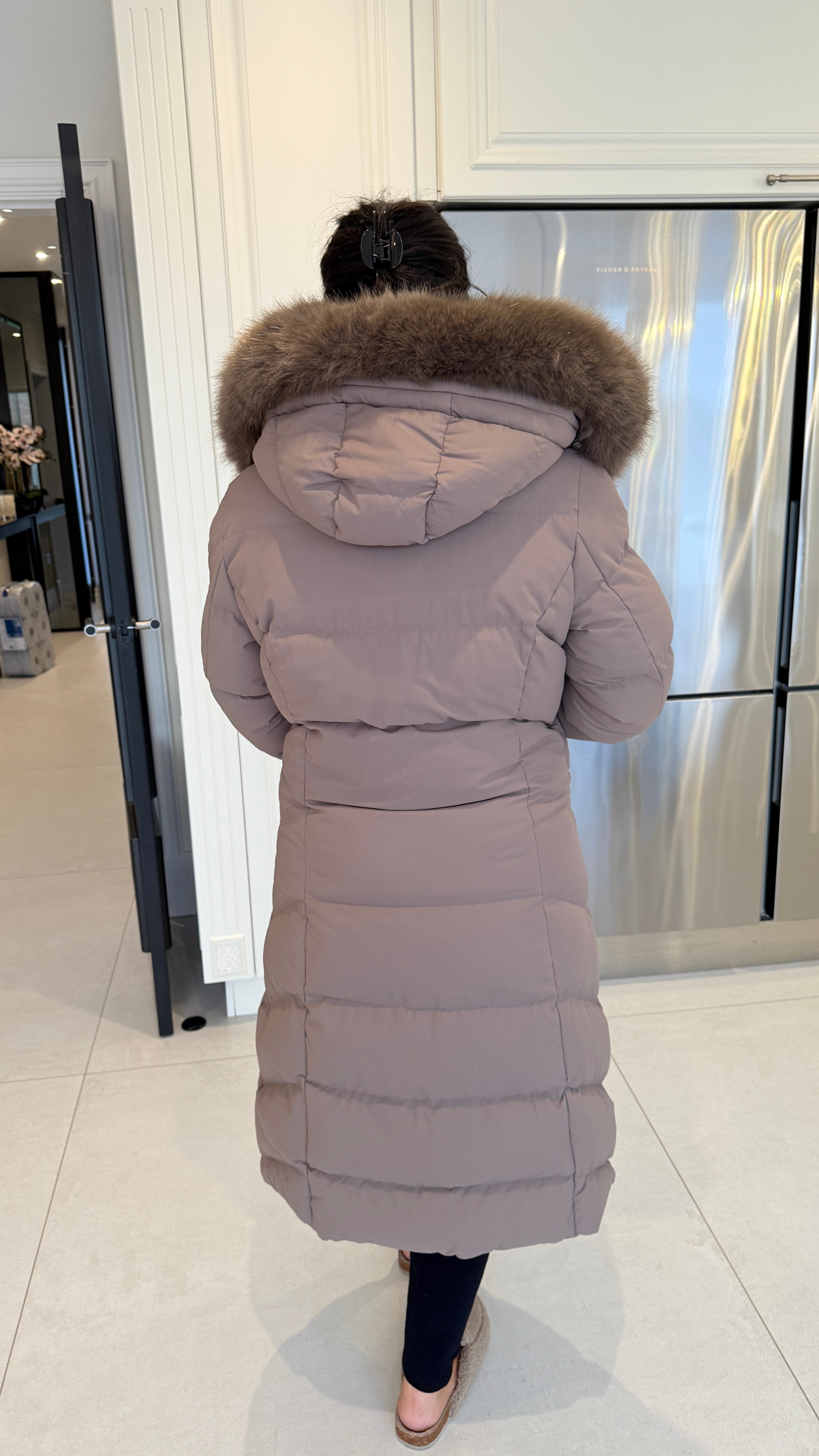 Issie Faux Fur Hooded Longline Padded Coat