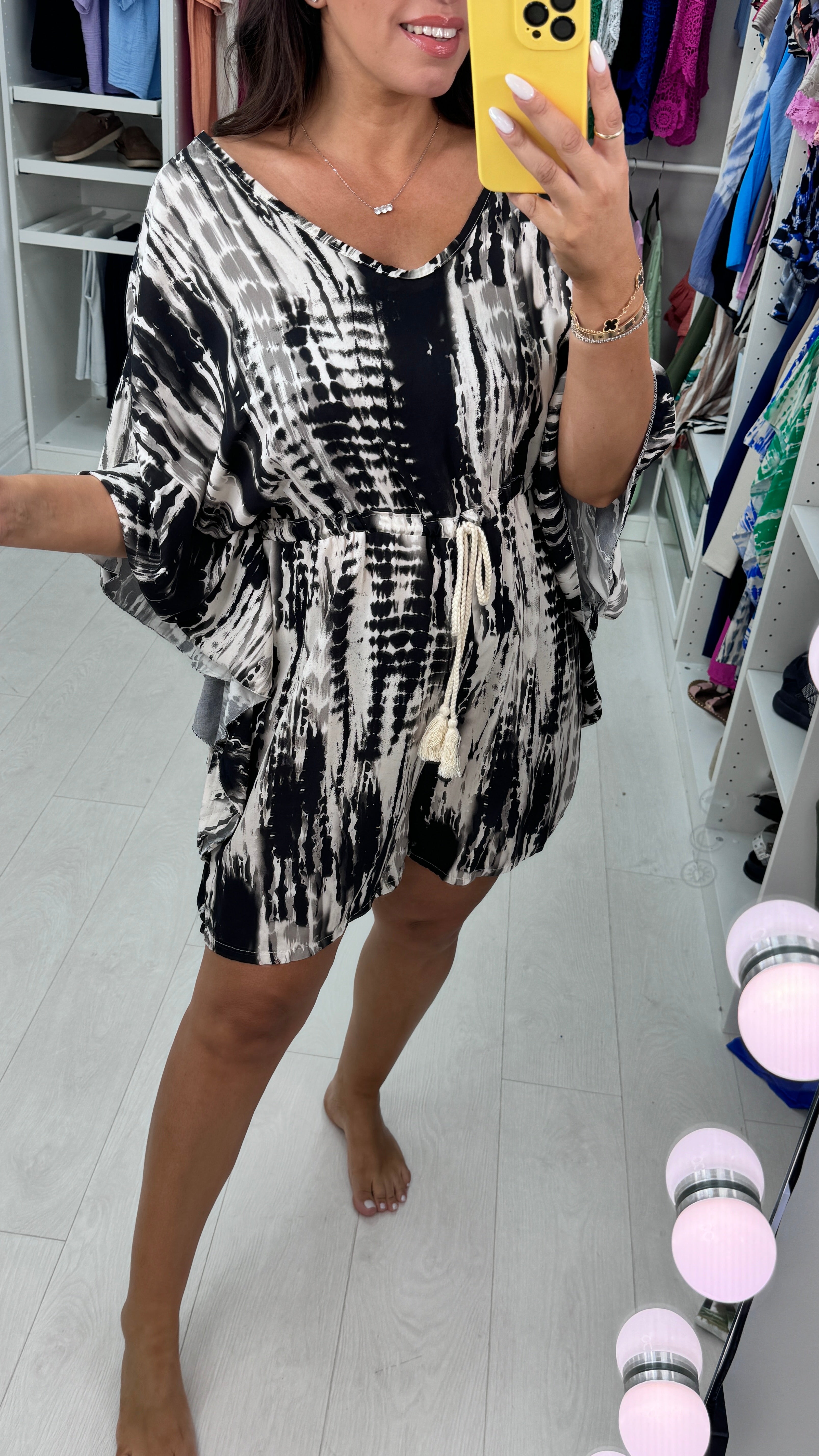 Jenni Batwing Sleeve Abstract Playsuit