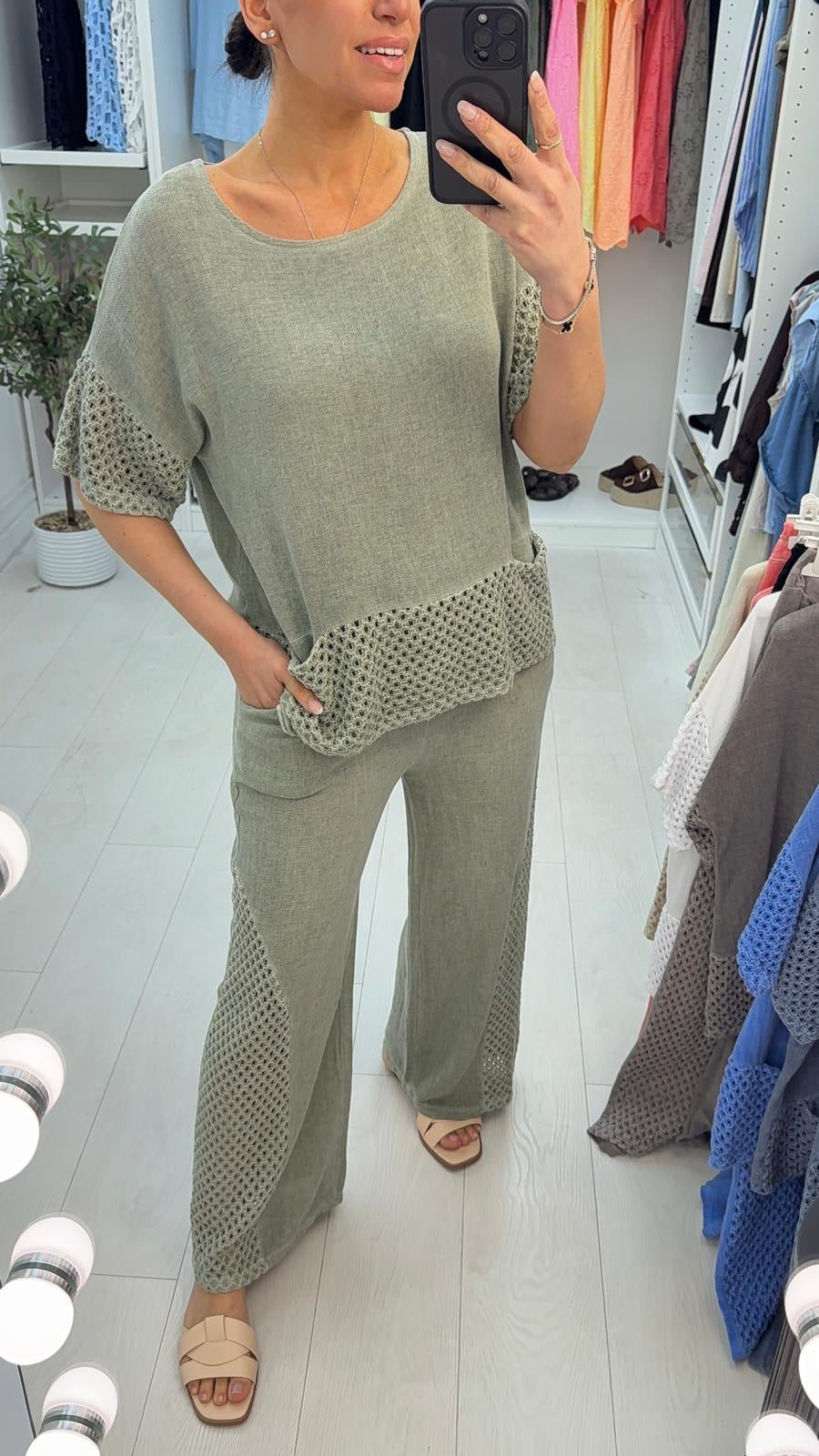 Jillia Crochet Hem Loose Fit Co-Ord Set