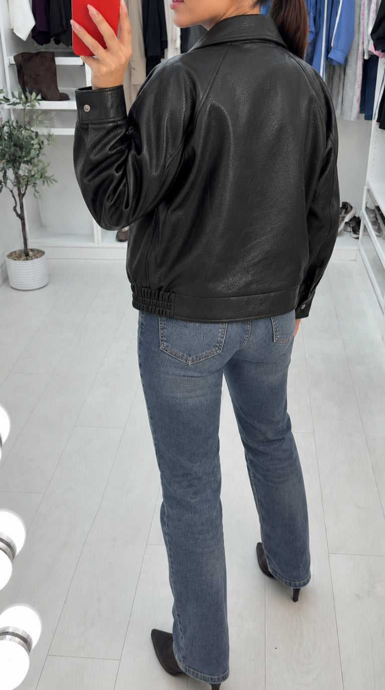 Gina Zip Front Faux Leather Jacket
