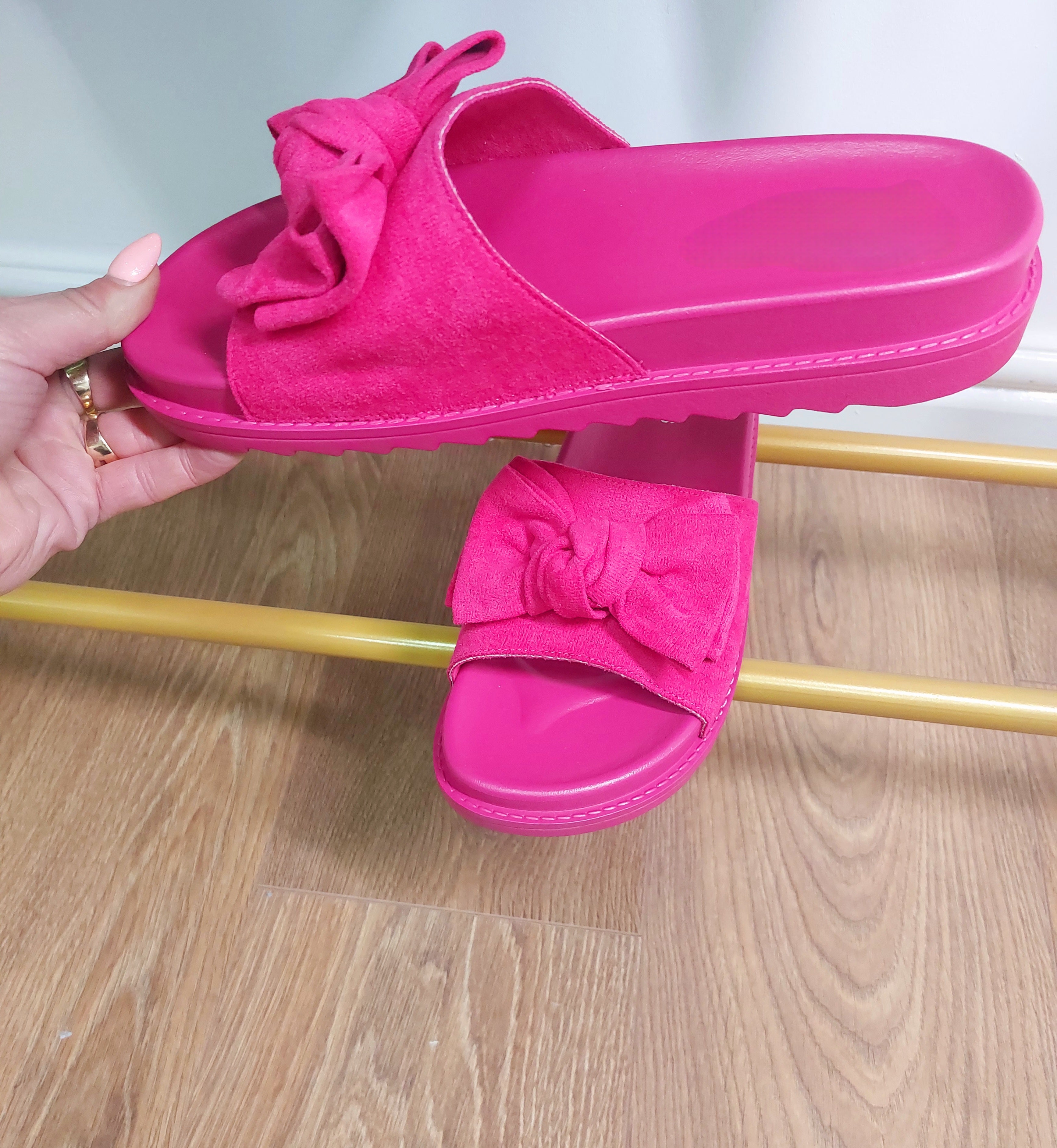 Cristy Faux Suede Knotted Bow Sliders