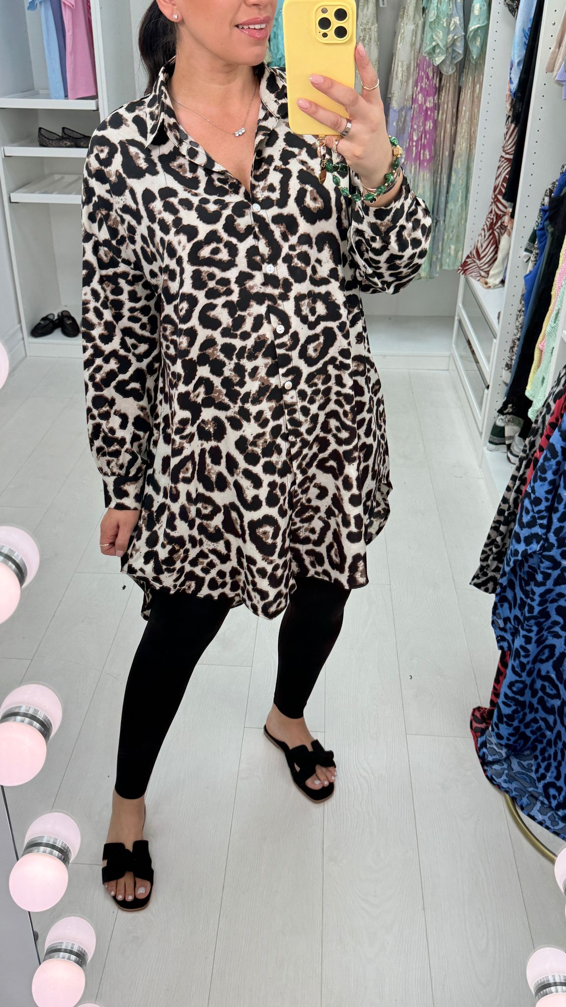 Celia Leopard Print Oversized Longline Shirt