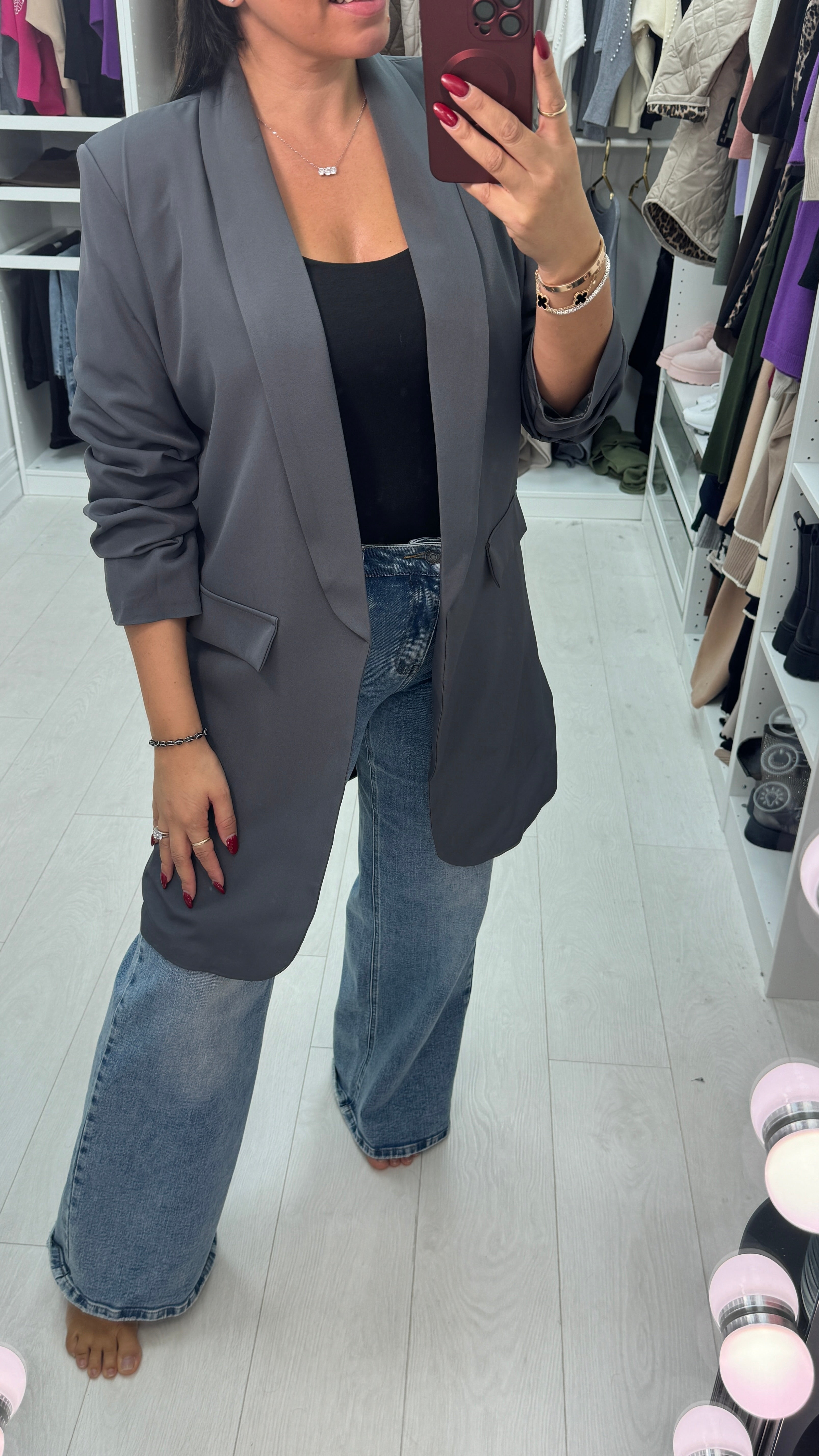 Philippa Runched Sleeve Blazer