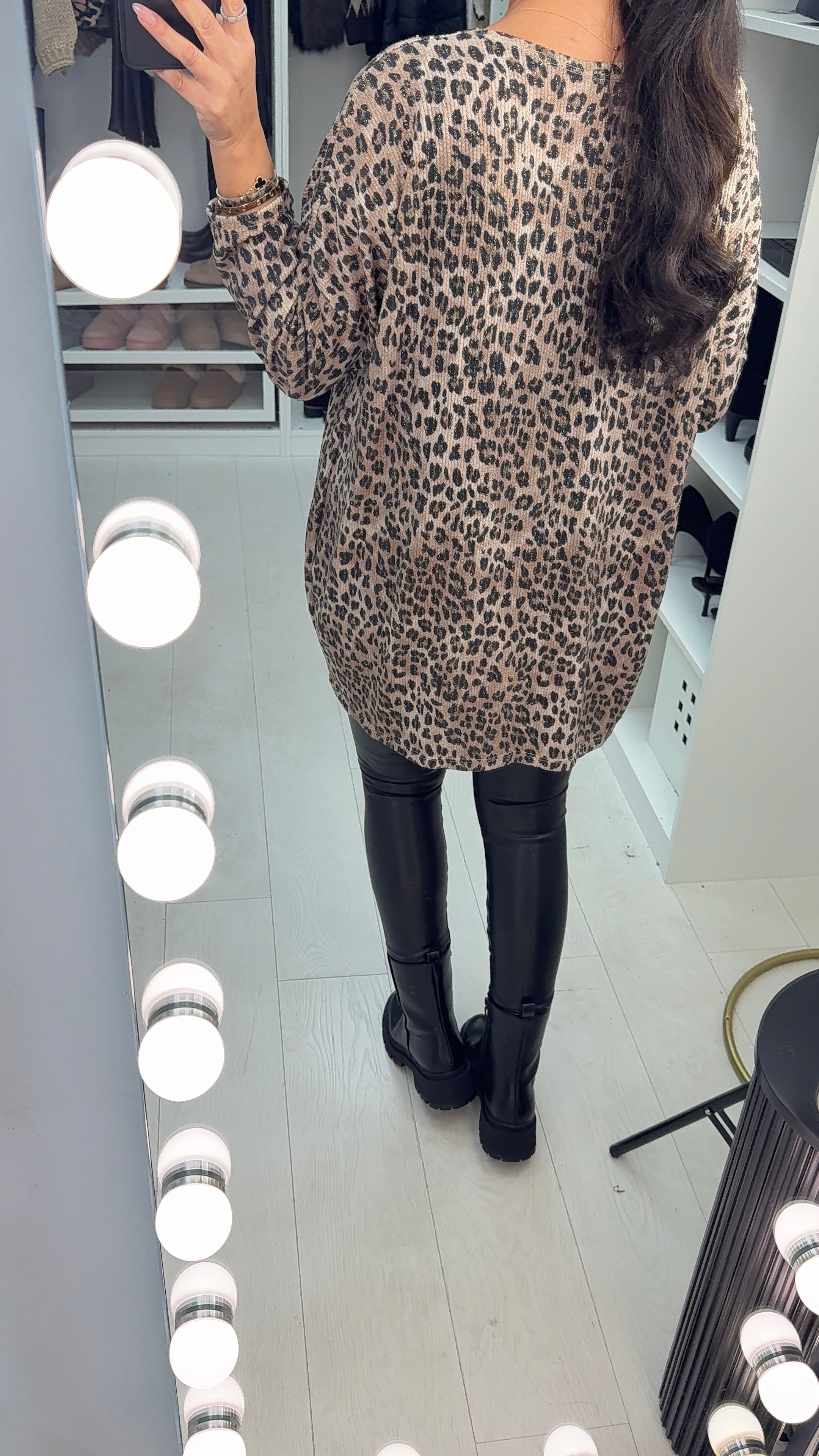 Cali Leopard Print Lurex Loose Fit Top