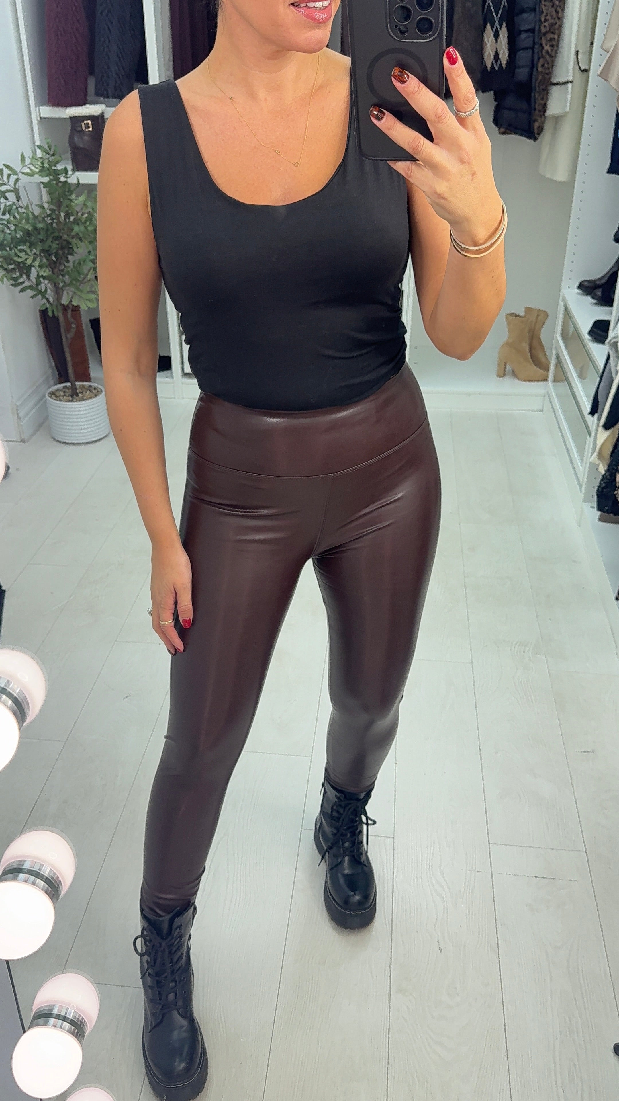 Breland Faux Leather High Waist Leggings