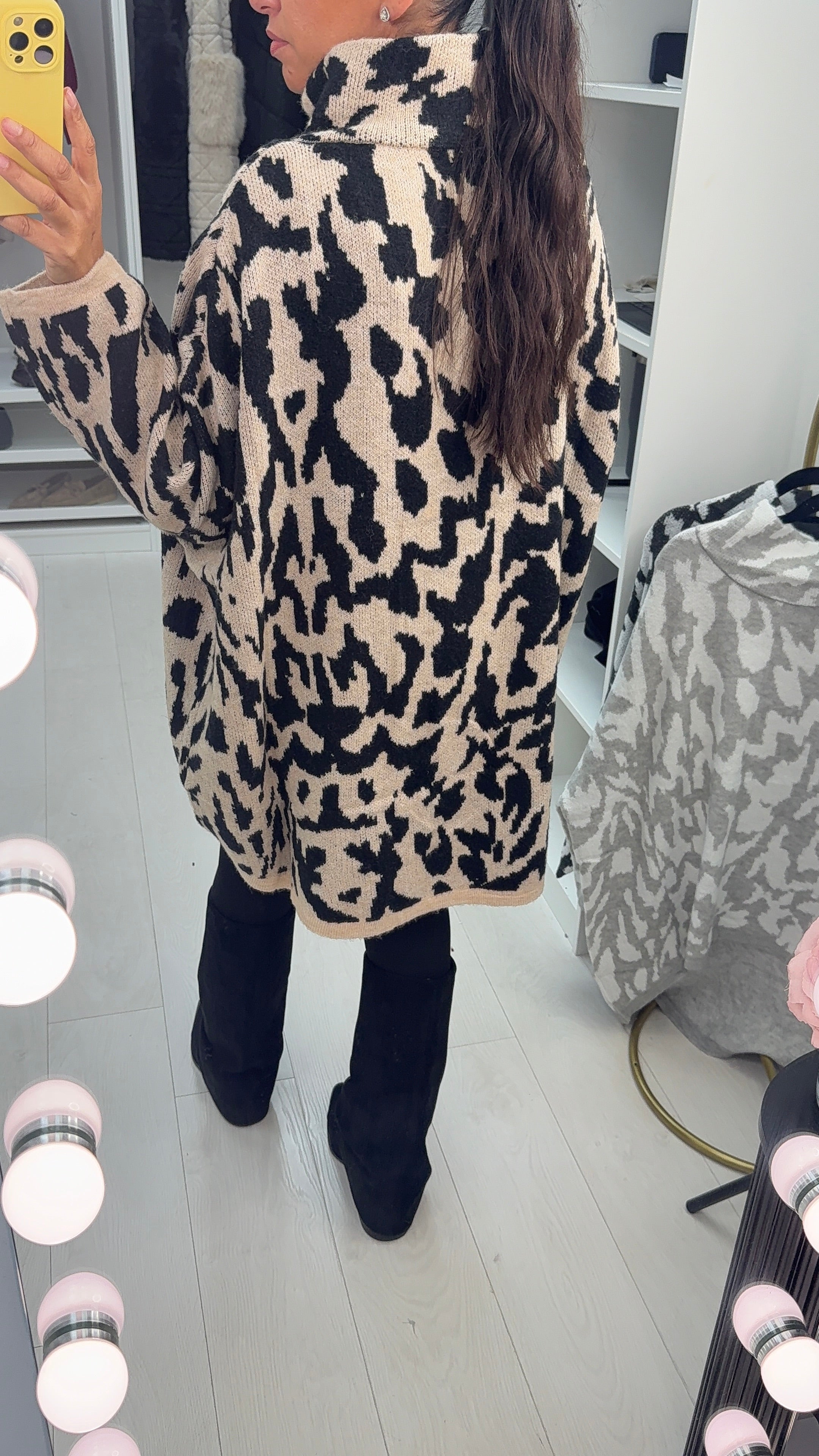 Denisha Leopard Print High Neck Loose Fit Jumper