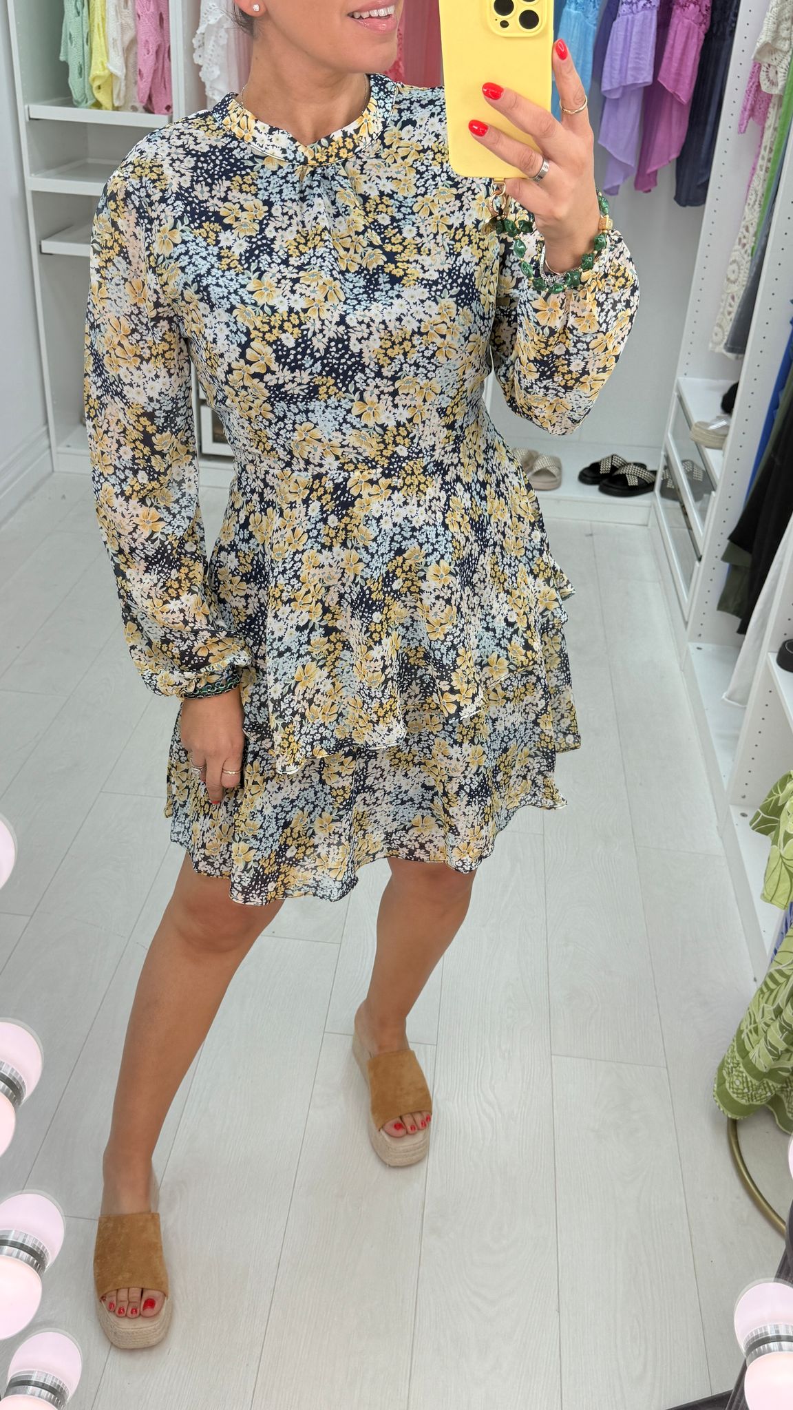 Kelby Floral Frill Tiered Floaty Swing Dress