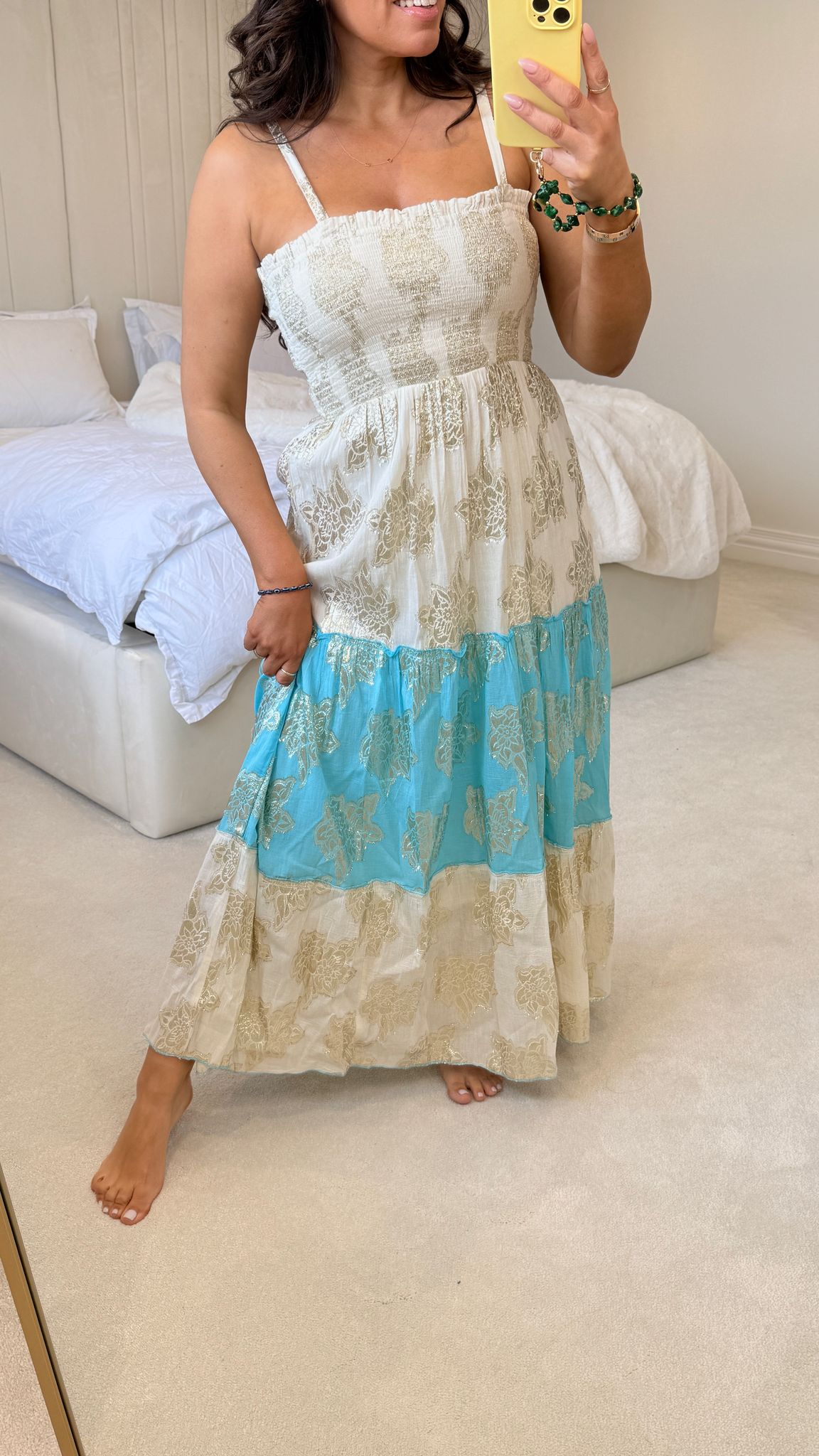 Brittany Gold Detail Elasticated Bust Maxi Dress