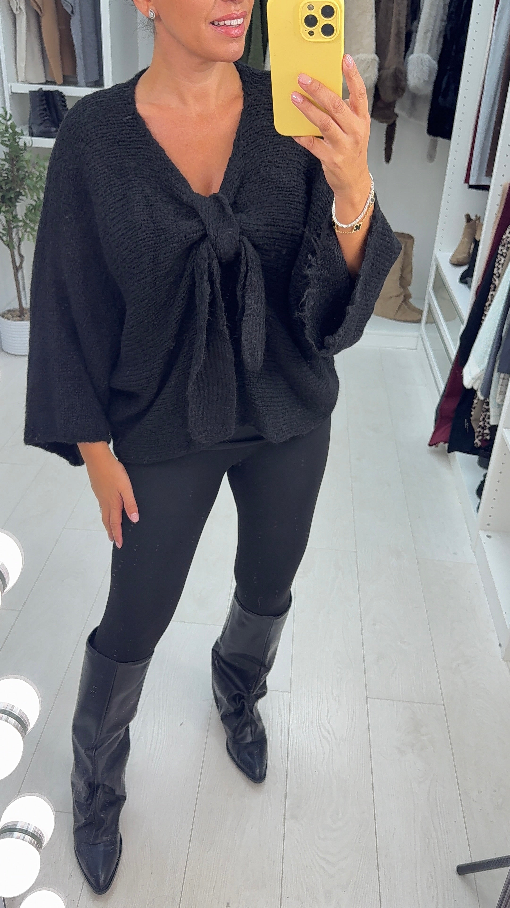 Loraine Tie Front Detail Loose Fit Knit Jumper