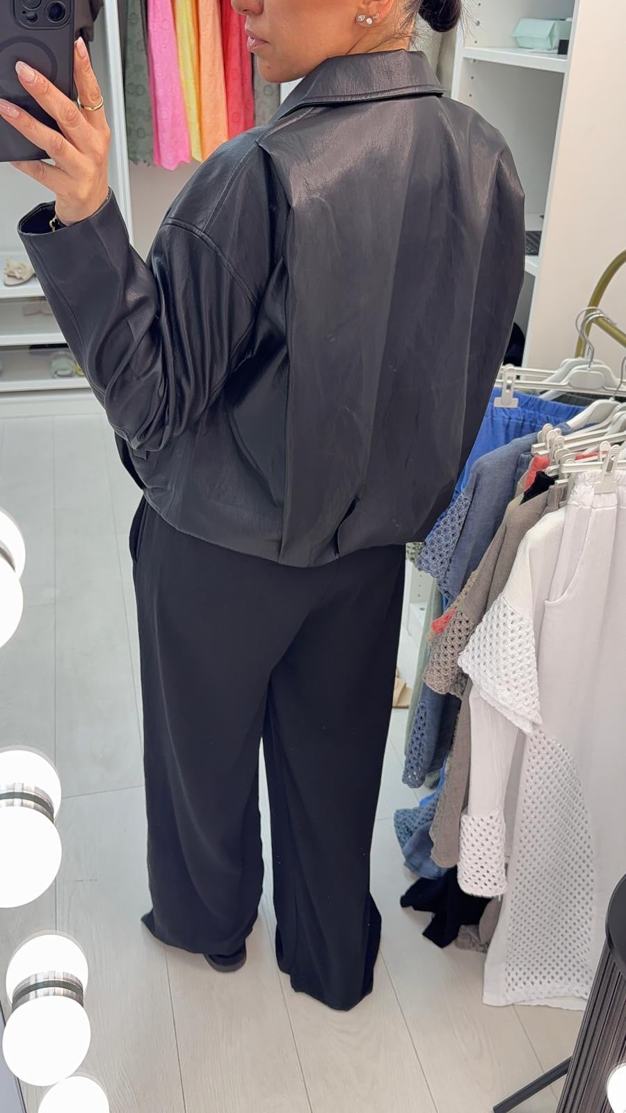 Kool Faux Leather Zip Front Jacket