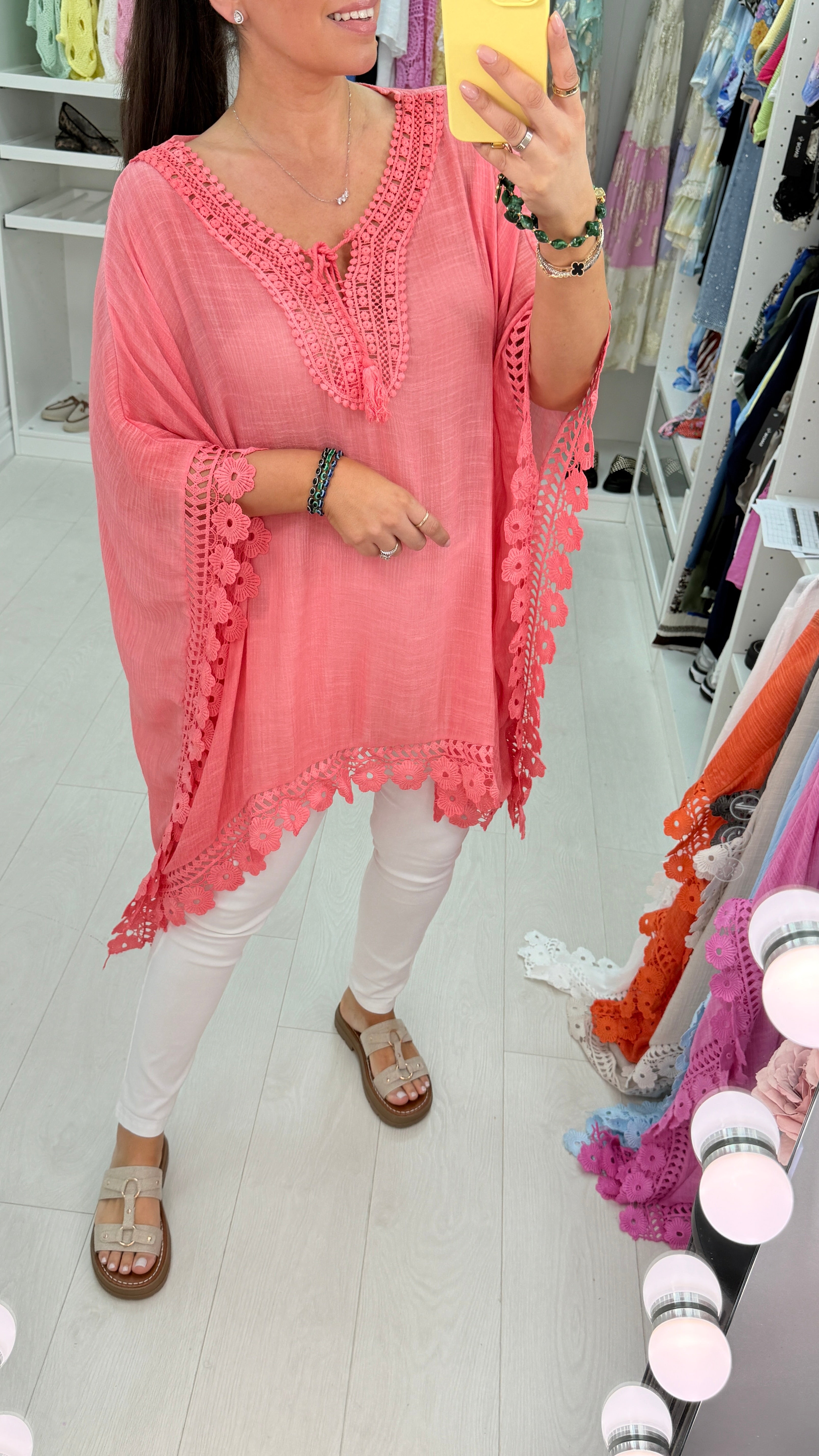 Rhiannon Plain Crochet Hem Loose Fit Kaftan