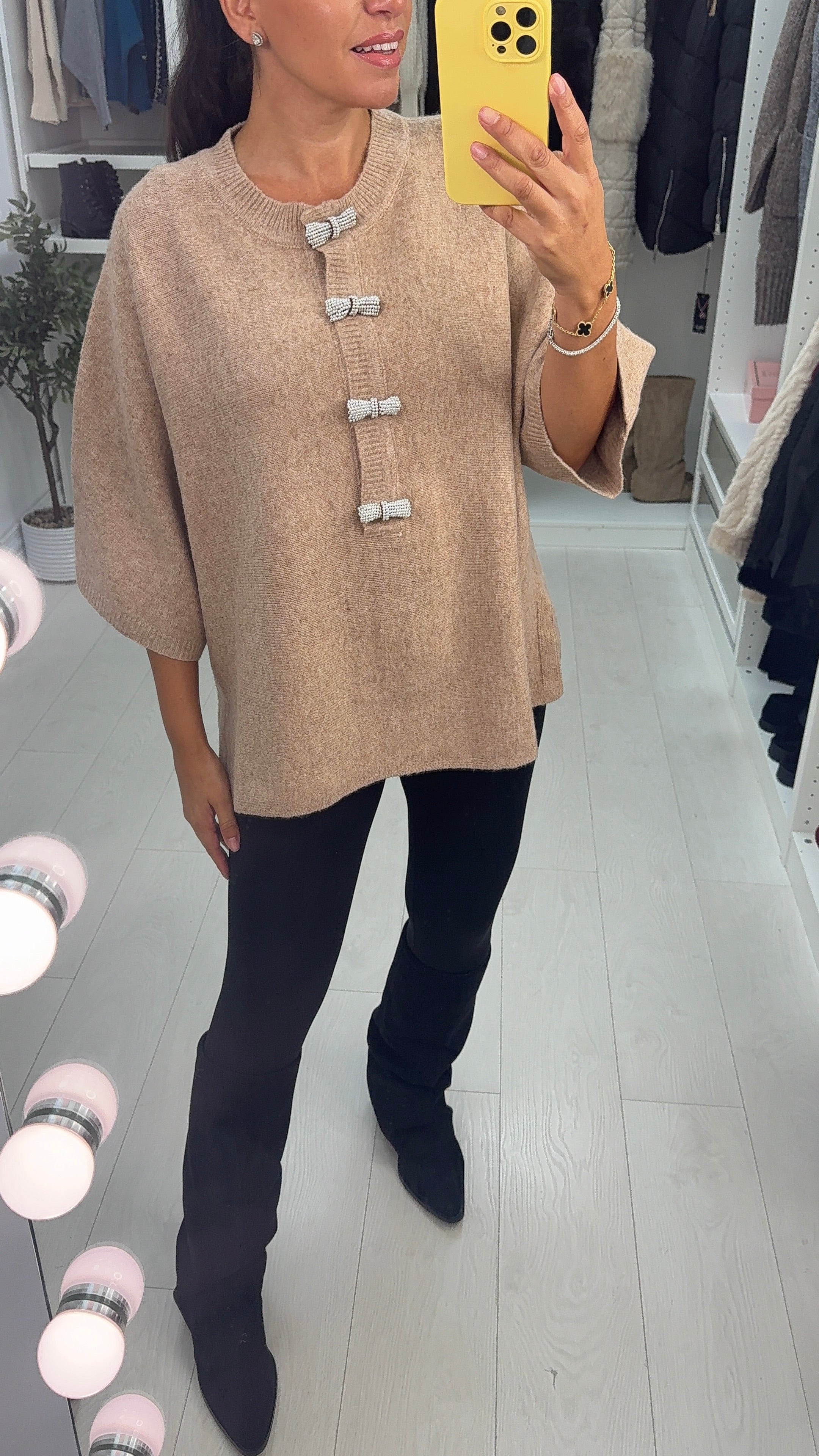 Luisana Plain Short Sleeve Loose Fit Knit Jumper