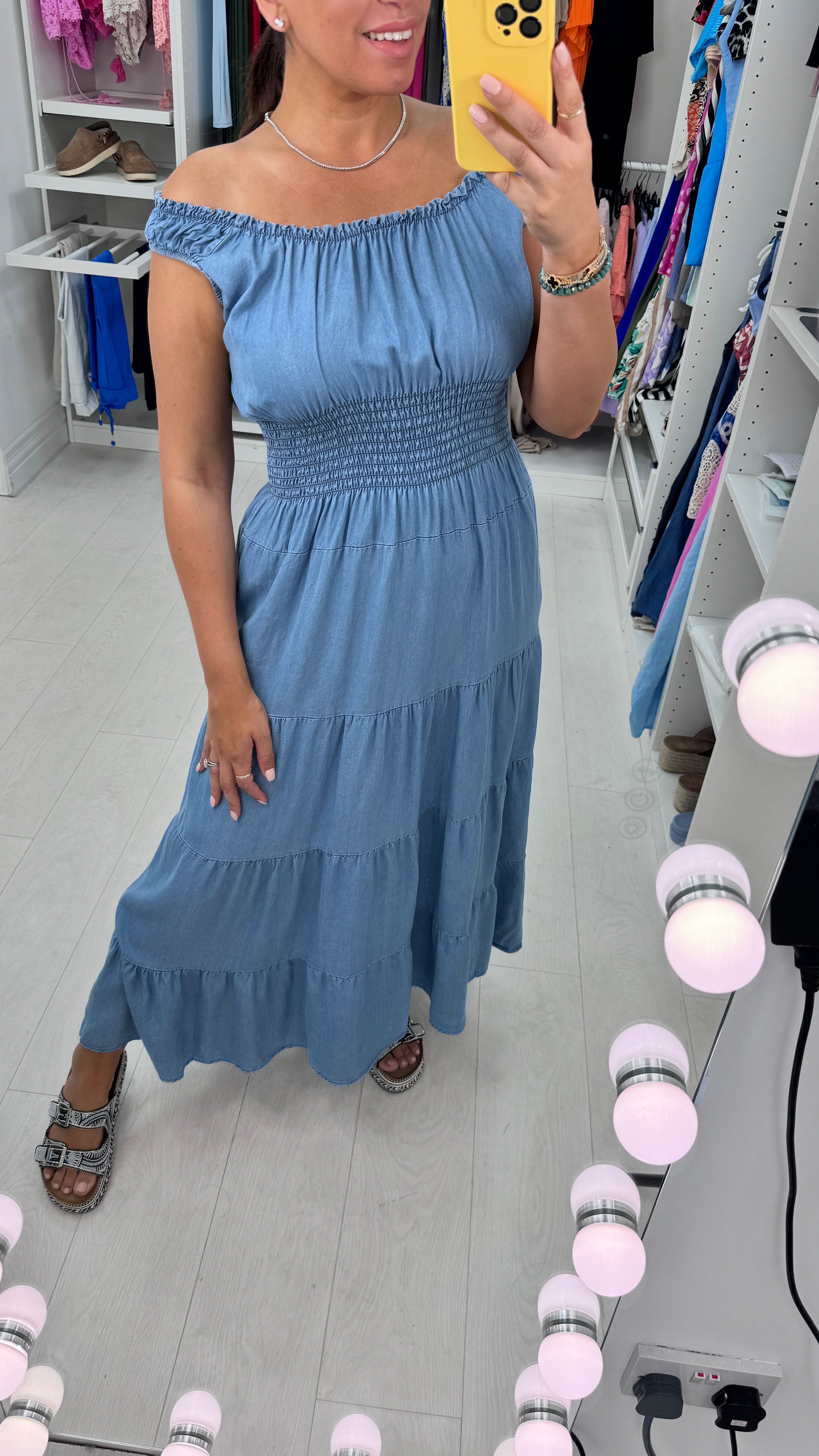 Cinzia Denim Elasticated Maxi Dress