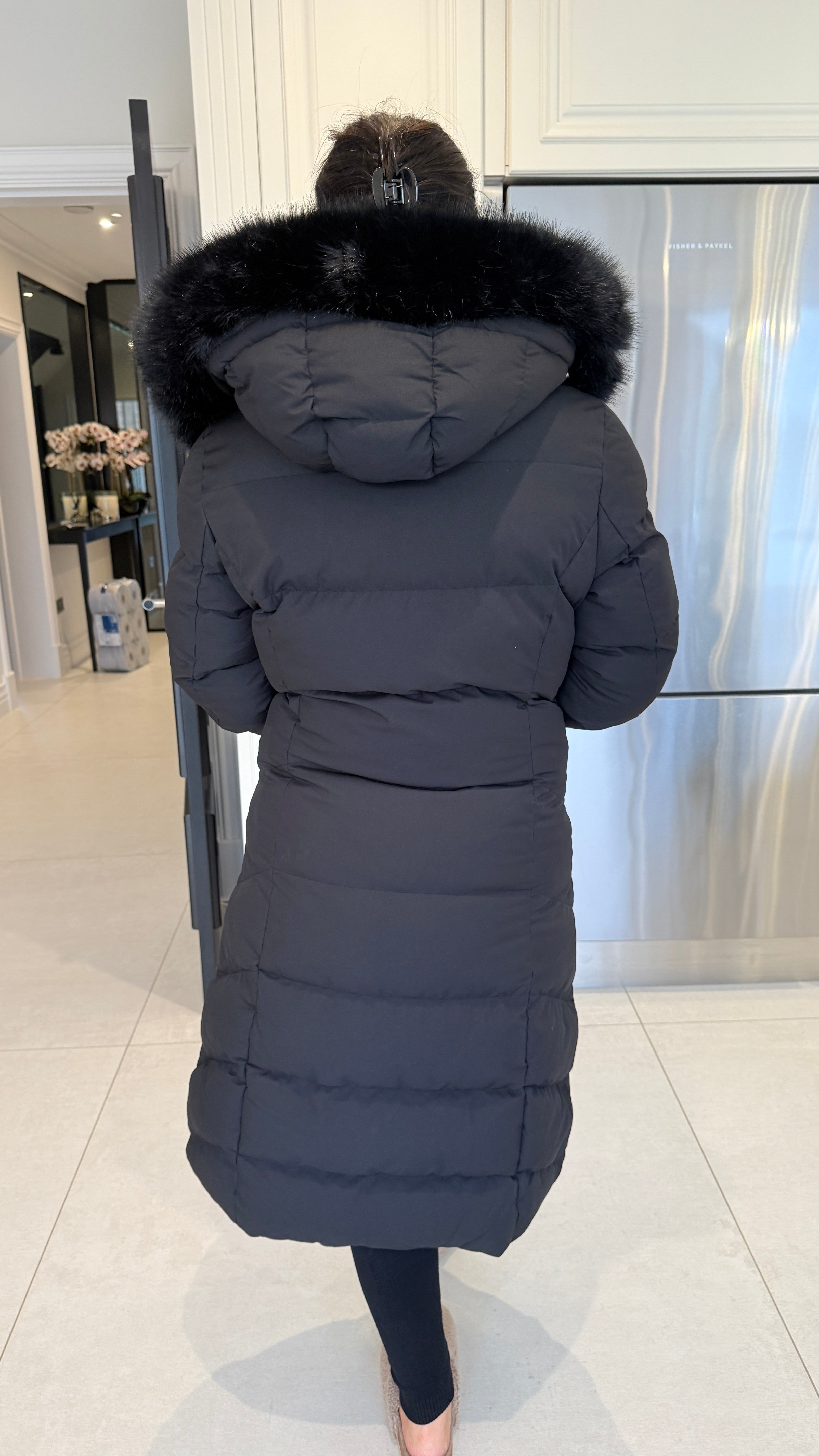 Issie Faux Fur Hooded Longline Padded Coat