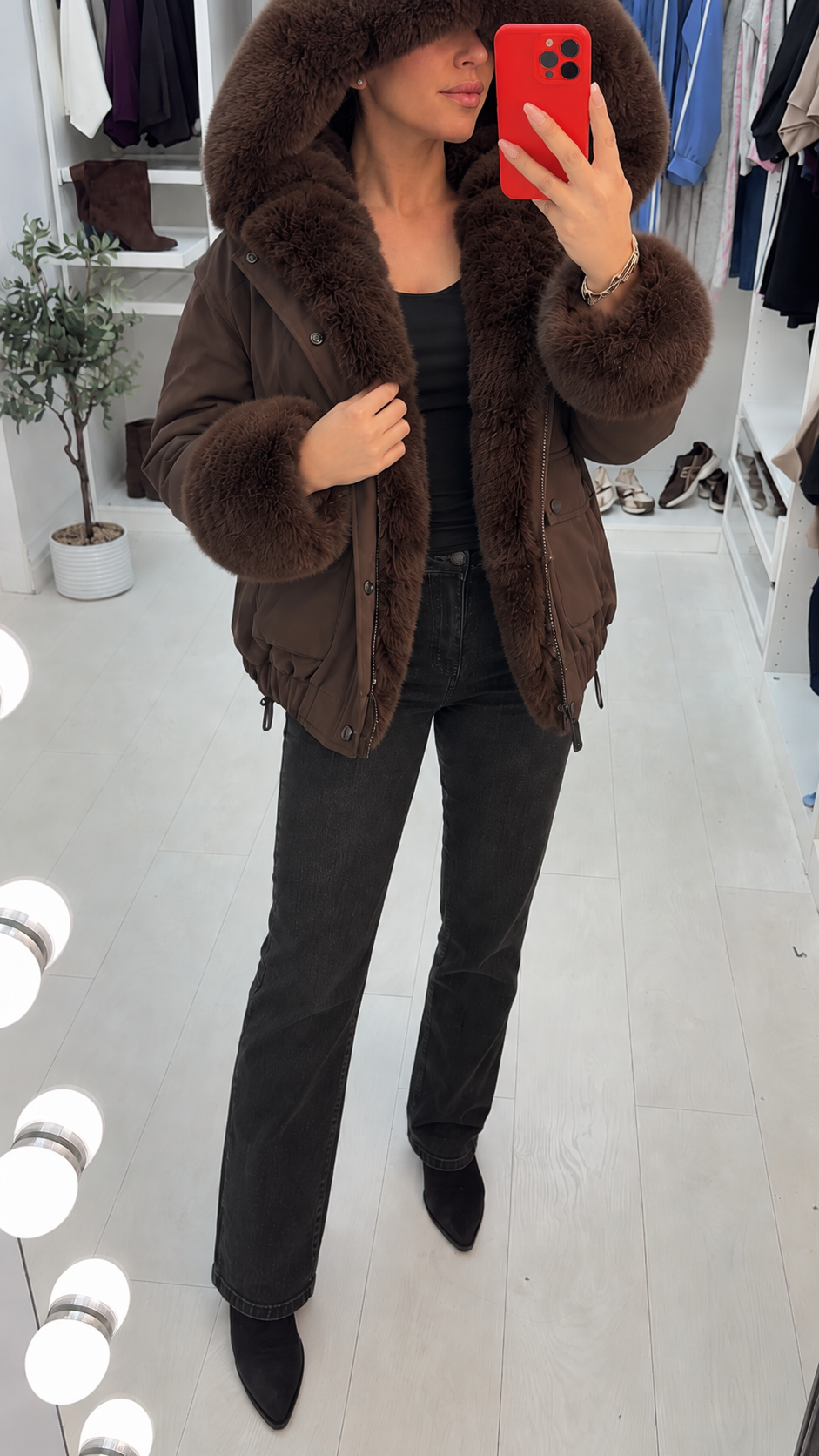 Marena Faux Fur Detailed Hooded Coat