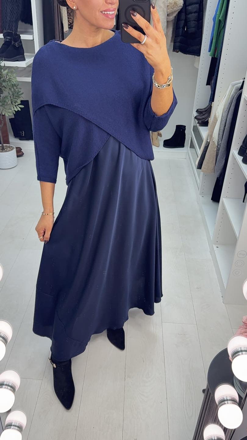 Kaiya Knit & Satin Maxi Dress