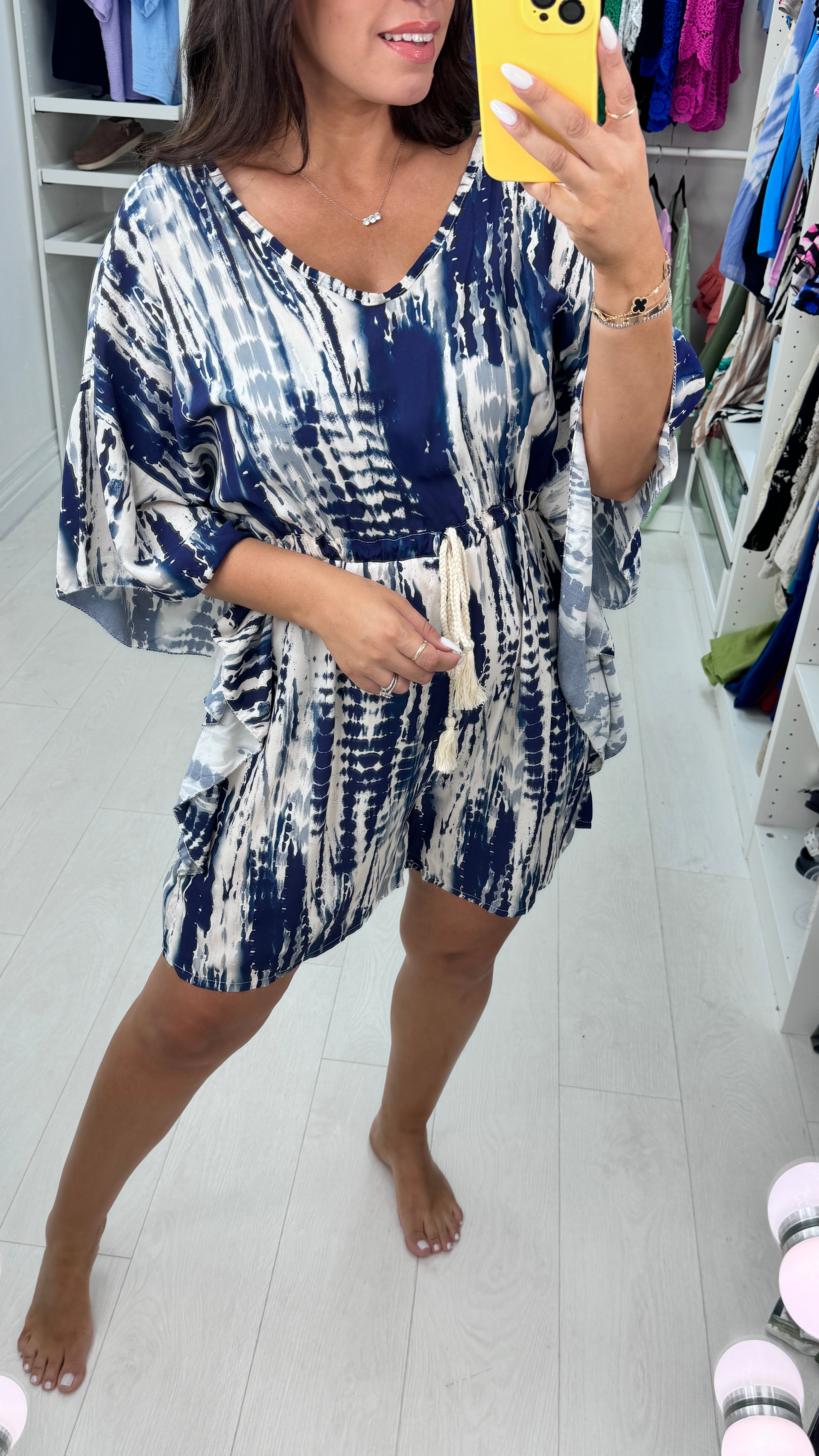 Jenni Batwing Sleeve Abstract Playsuit