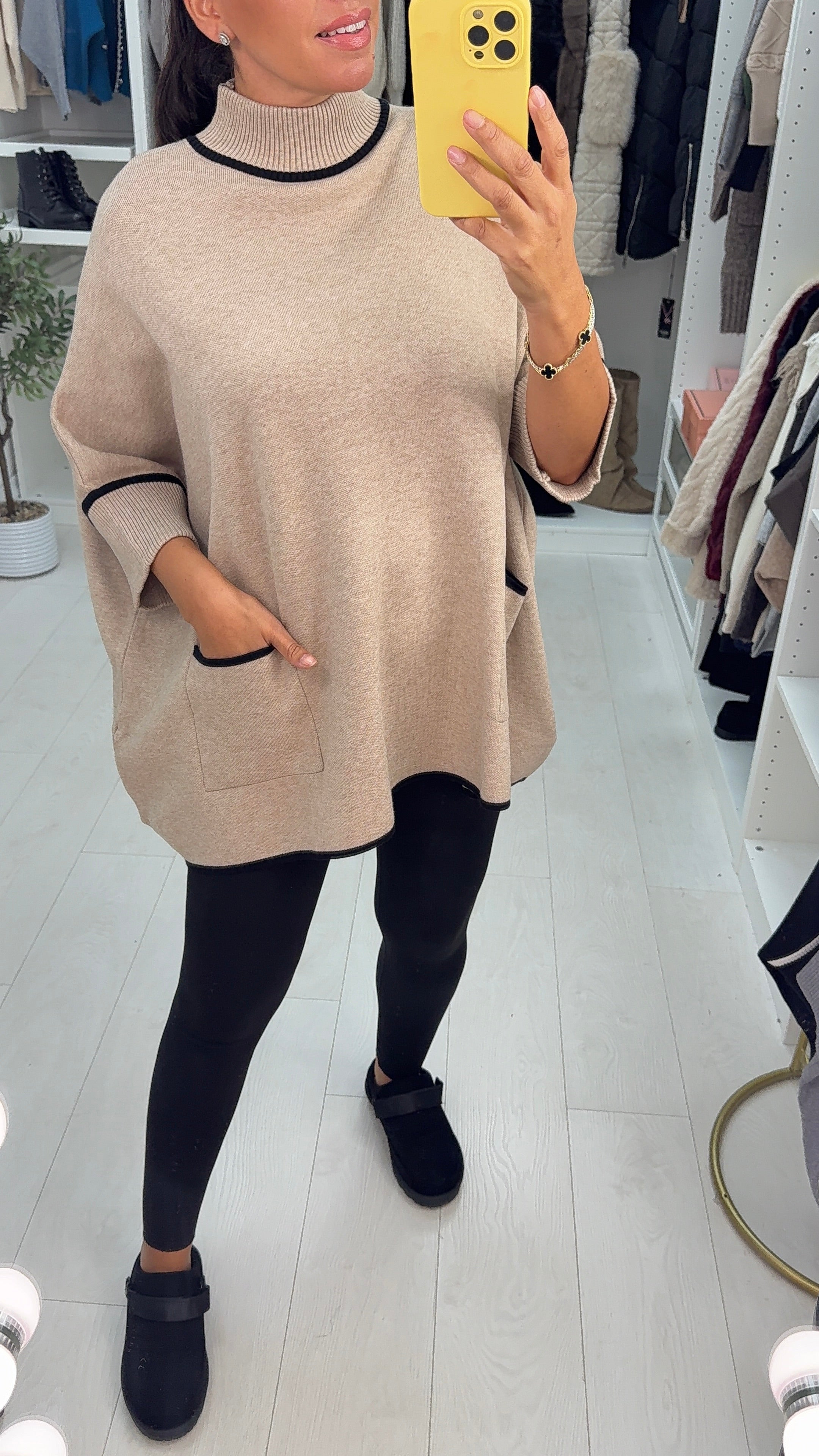 Suzette Plain Detailed Hem Loose Fit Longline Jumper