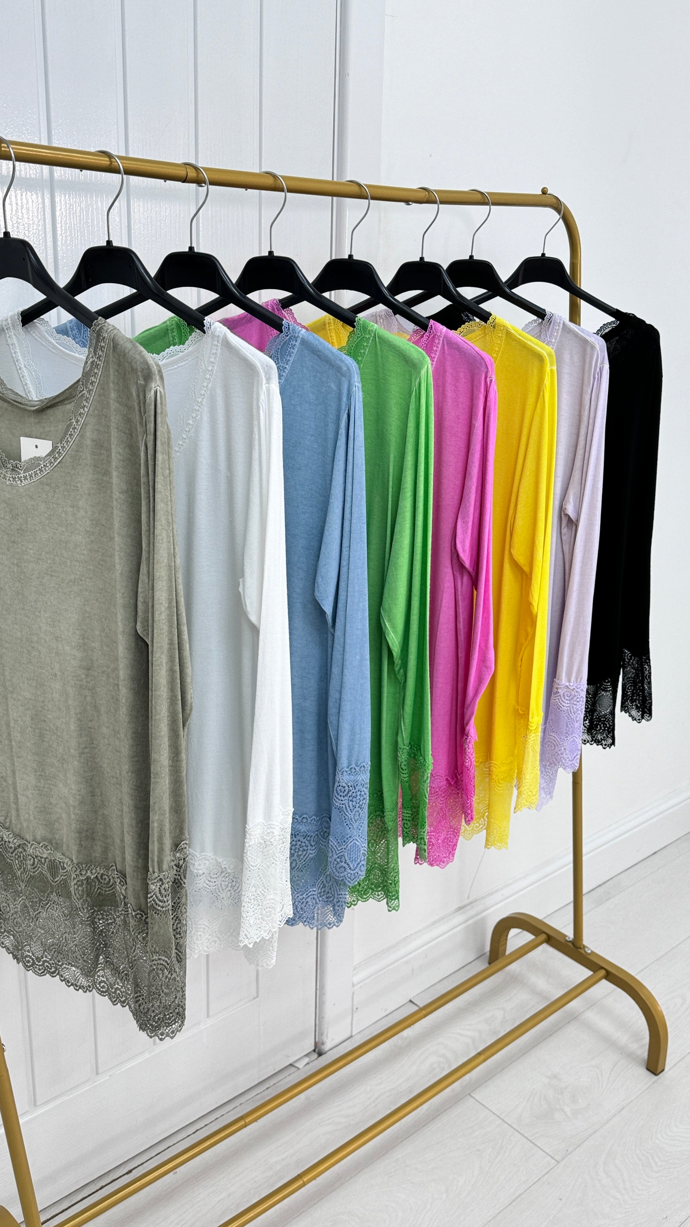 Cori Lace Trim Long Sleeve Top