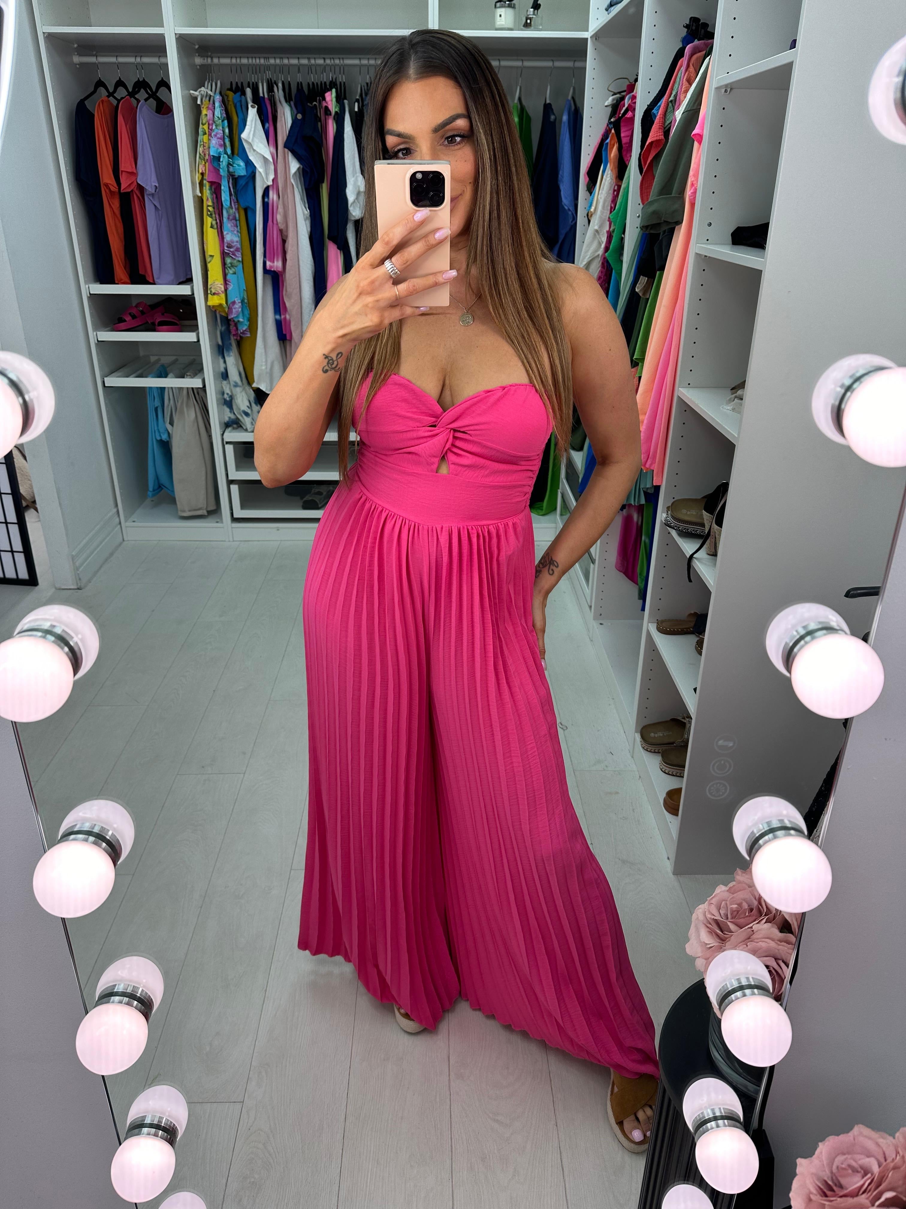 Agostina Pleated Jumpsuit With Padded Bust