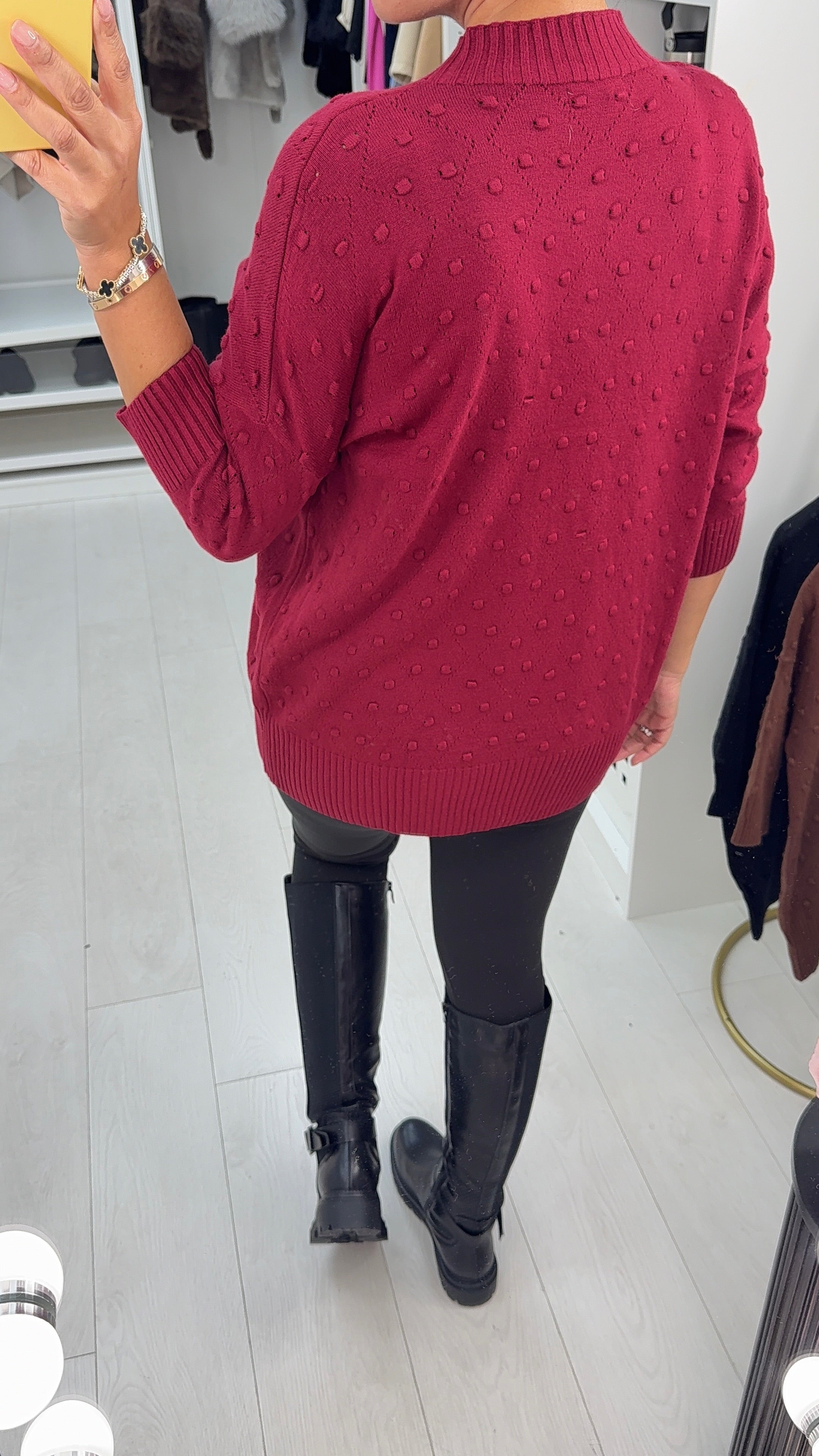 Latia Bobble Detail High Neck Knitted Jumper