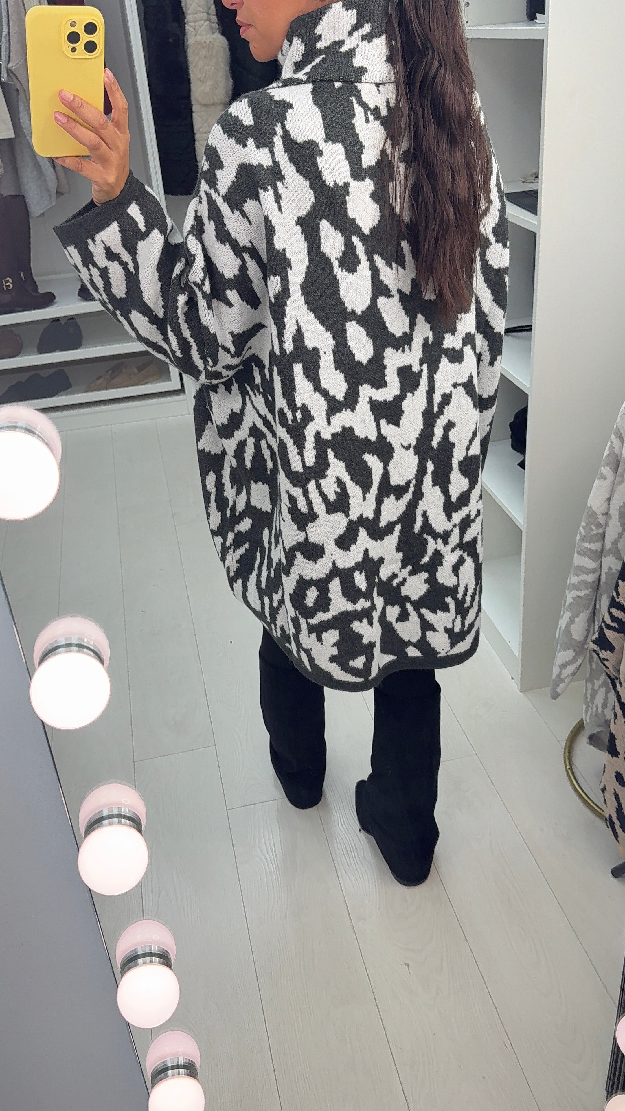 Denisha Leopard Print High Neck Loose Fit Jumper
