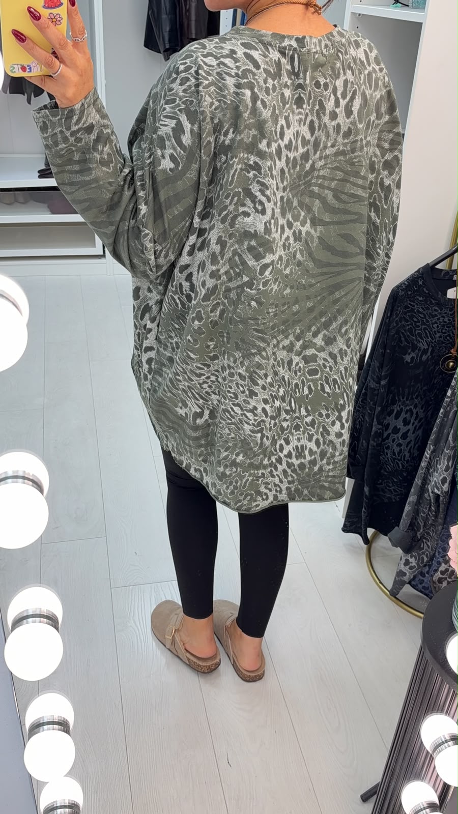 Everlie Animal Print Dipped Hem Necklace Top