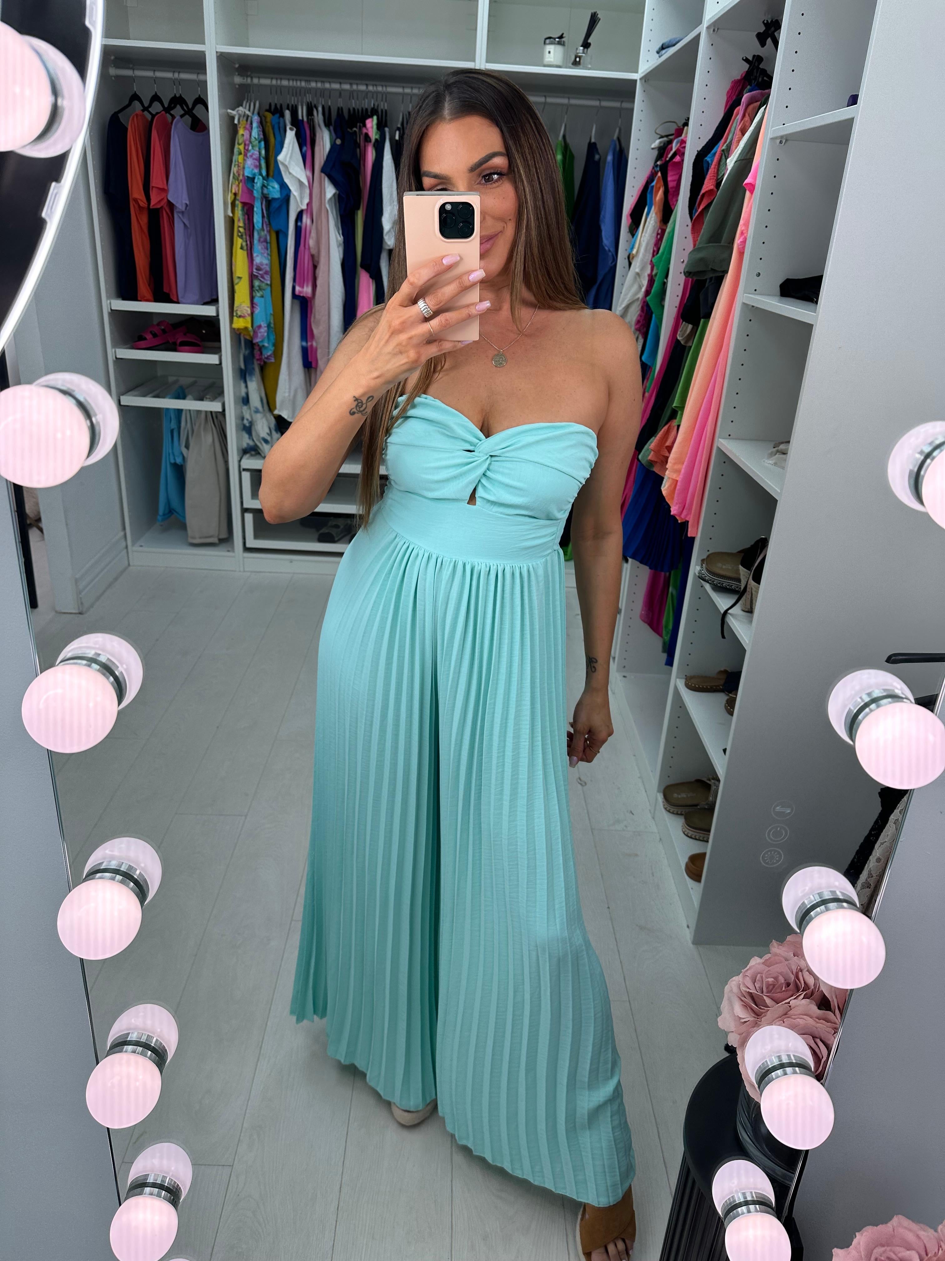 Agostina Pleated Jumpsuit With Padded Bust