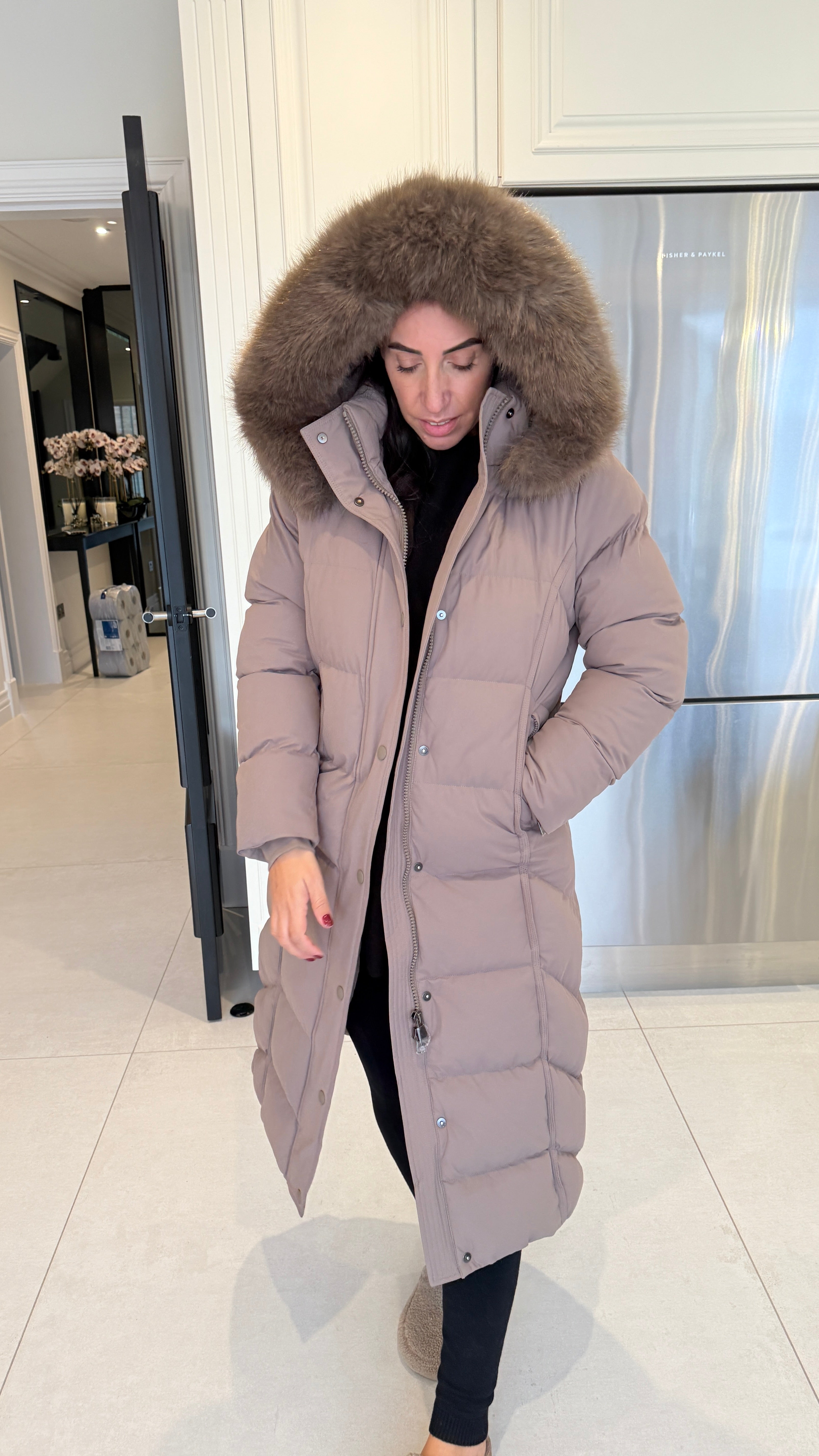 Issie Faux Fur Hooded Longline Padded Coat