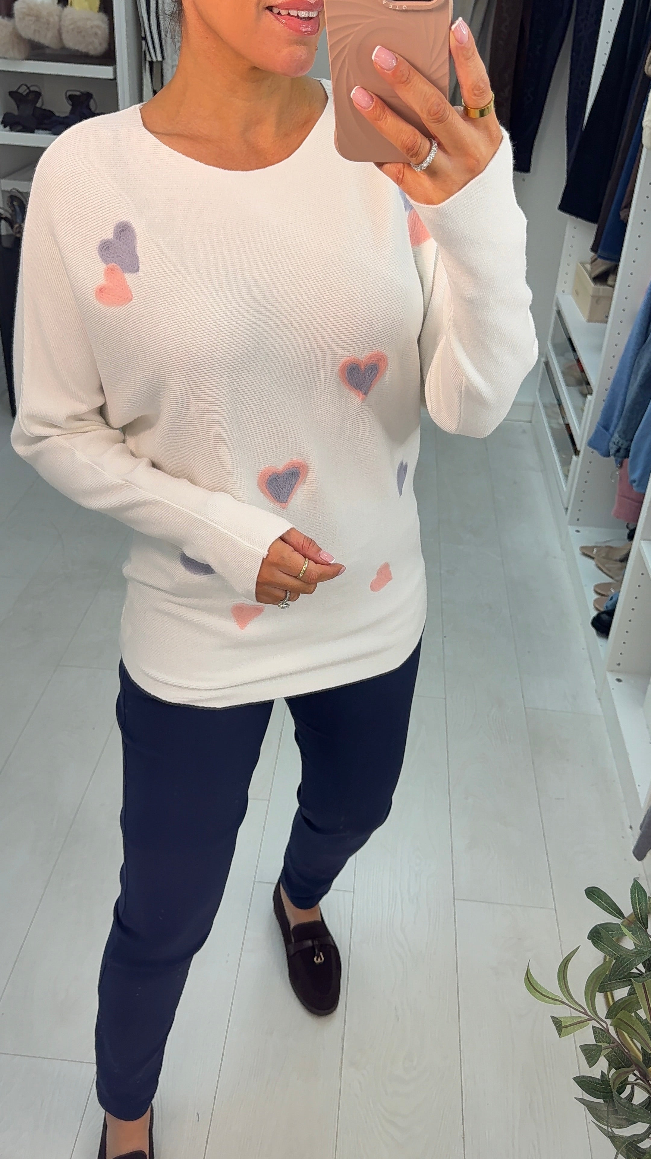 Halia Heart Detailed Ribbed Batwing Jumper