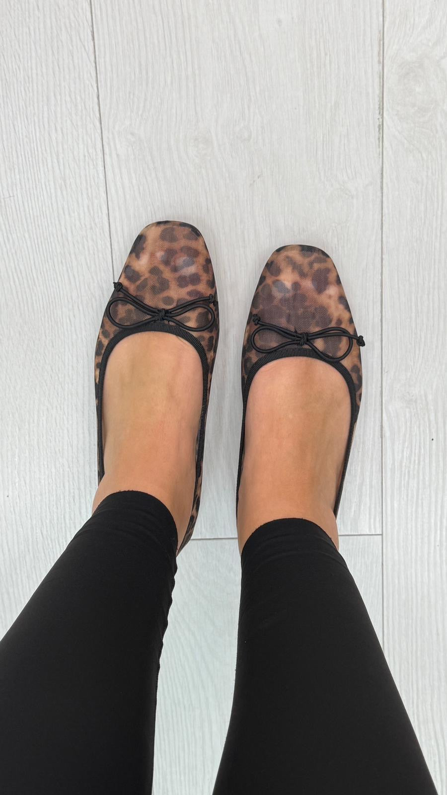 Susey Bow Detailed Mesh Ballet Flats