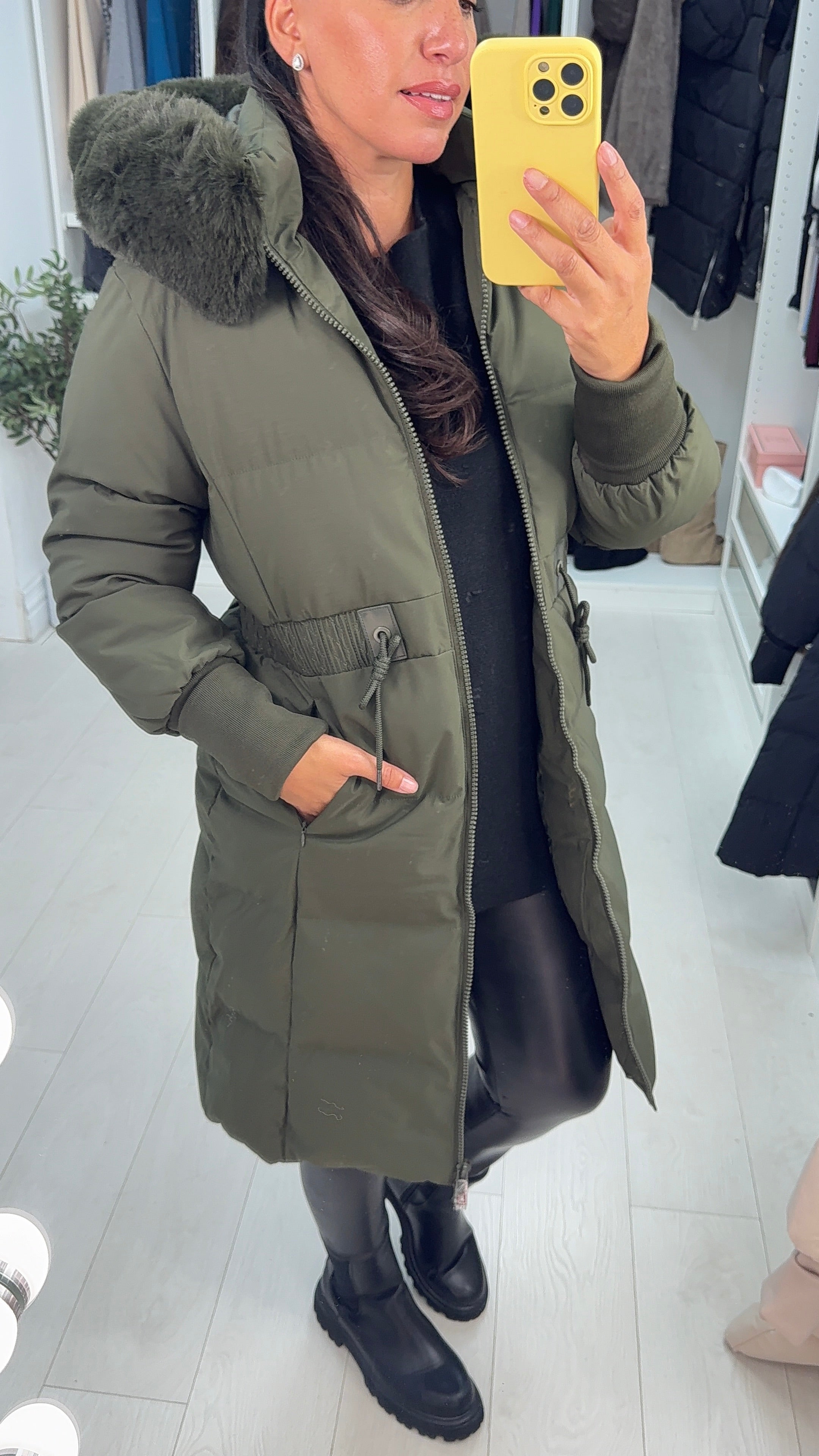 Sandie Faux Fur Hooded Longline Coat