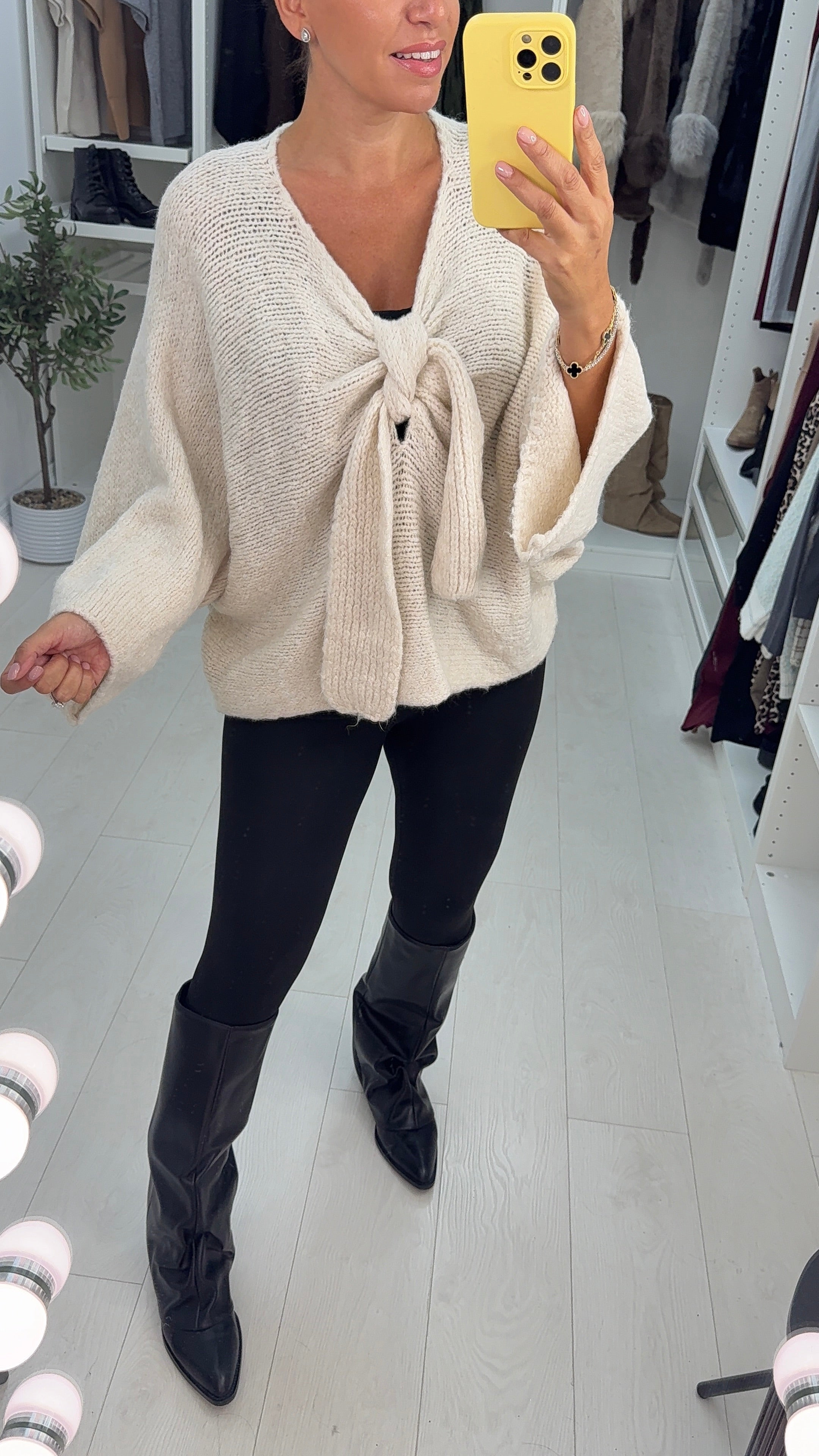 Loraine Tie Front Detail Loose Fit Knit Jumper