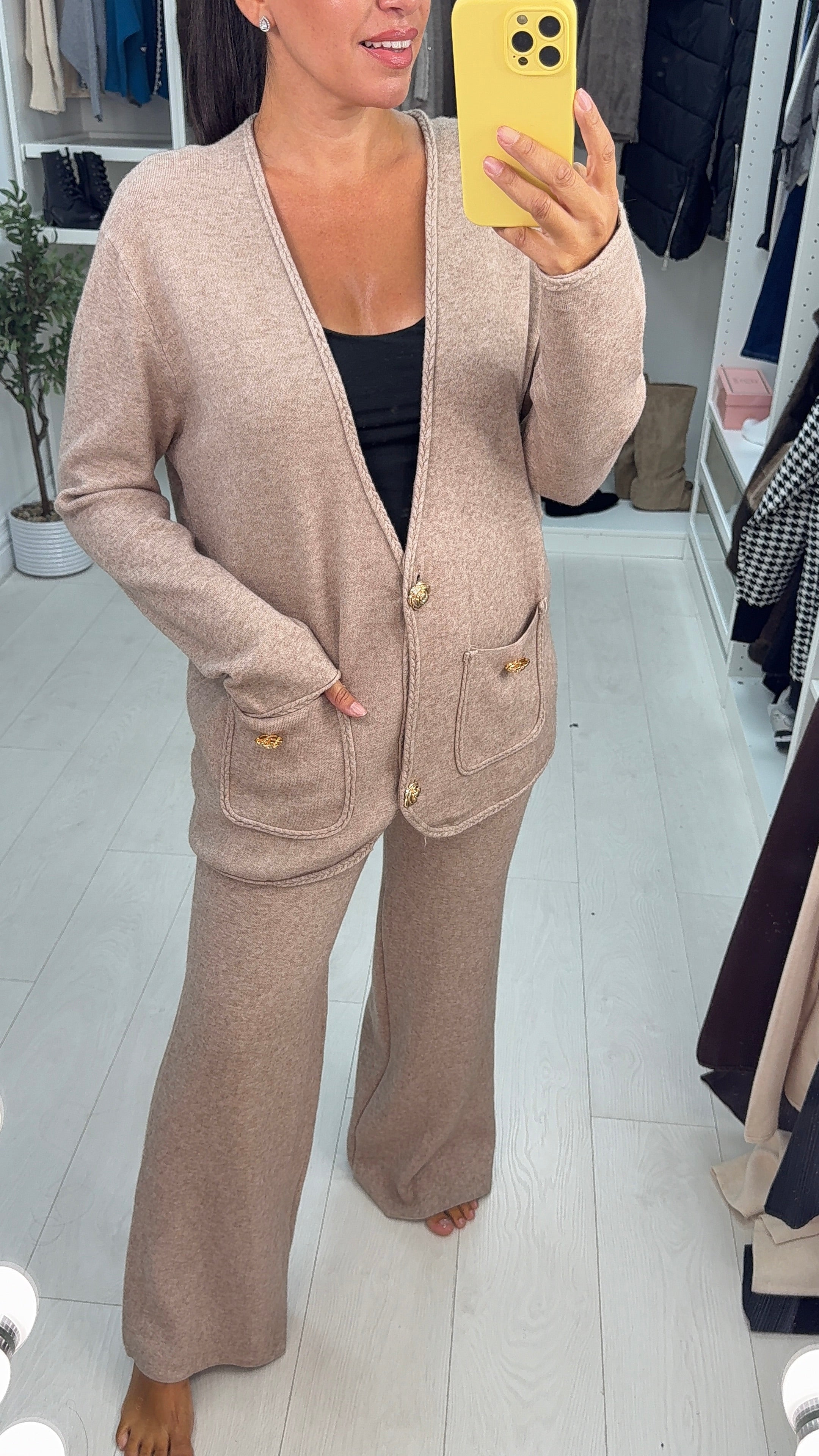 Henrietta Plain Tie Waist Cardigan Loungewear Set