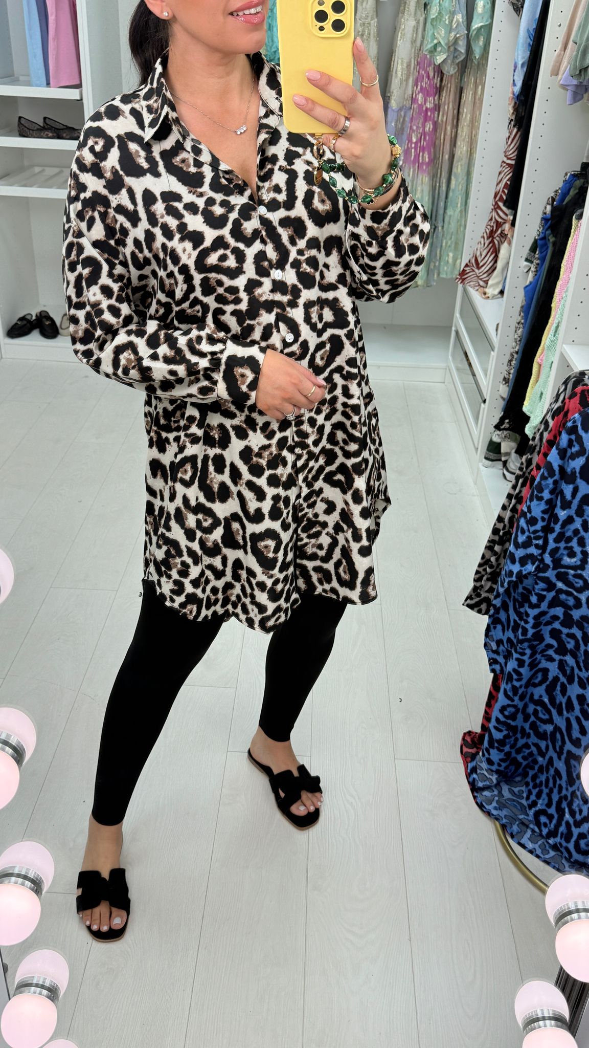 Celia Leopard Print Oversized Longline Shirt