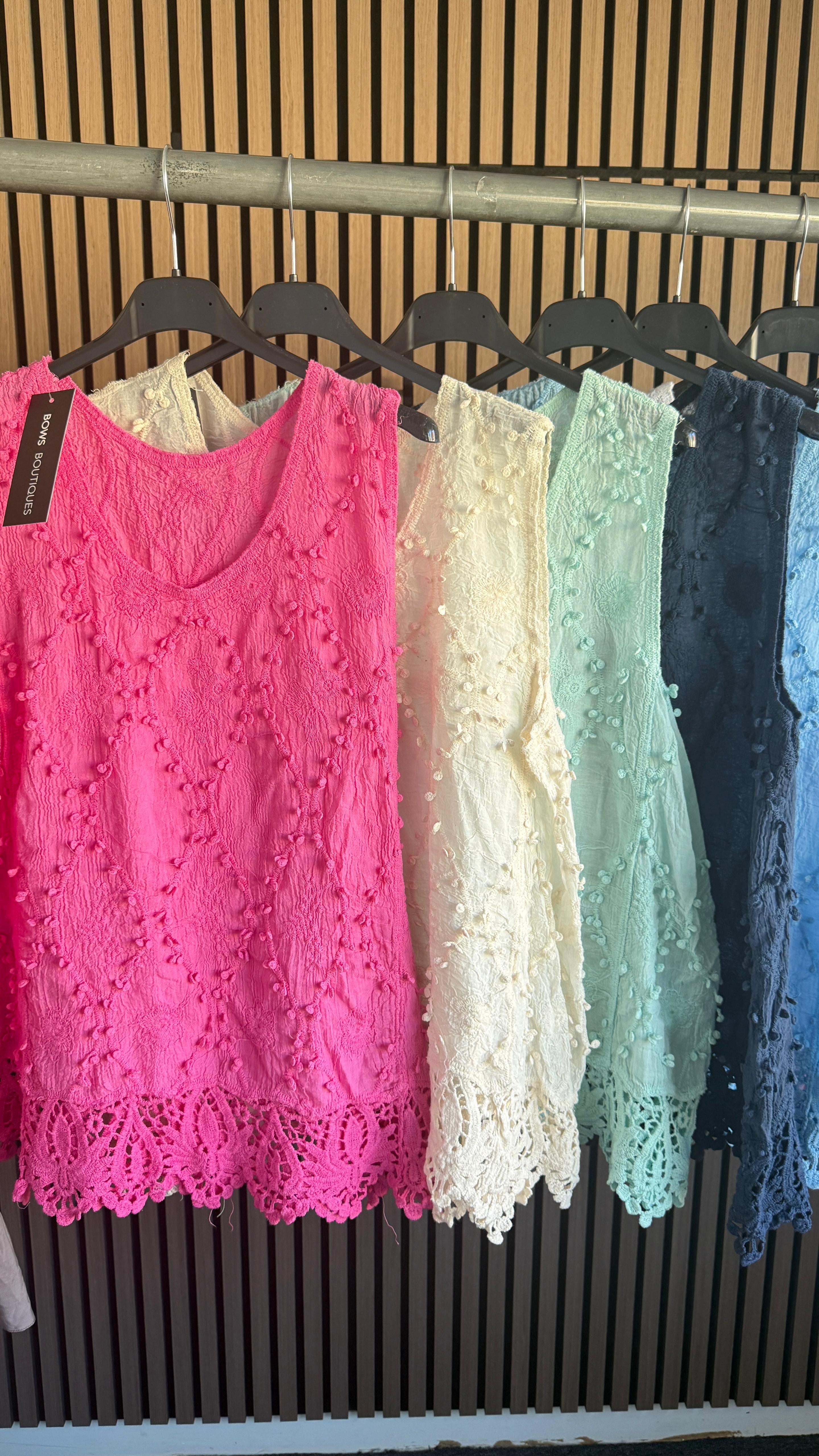 Denisha Textured Crochet Hem Top
