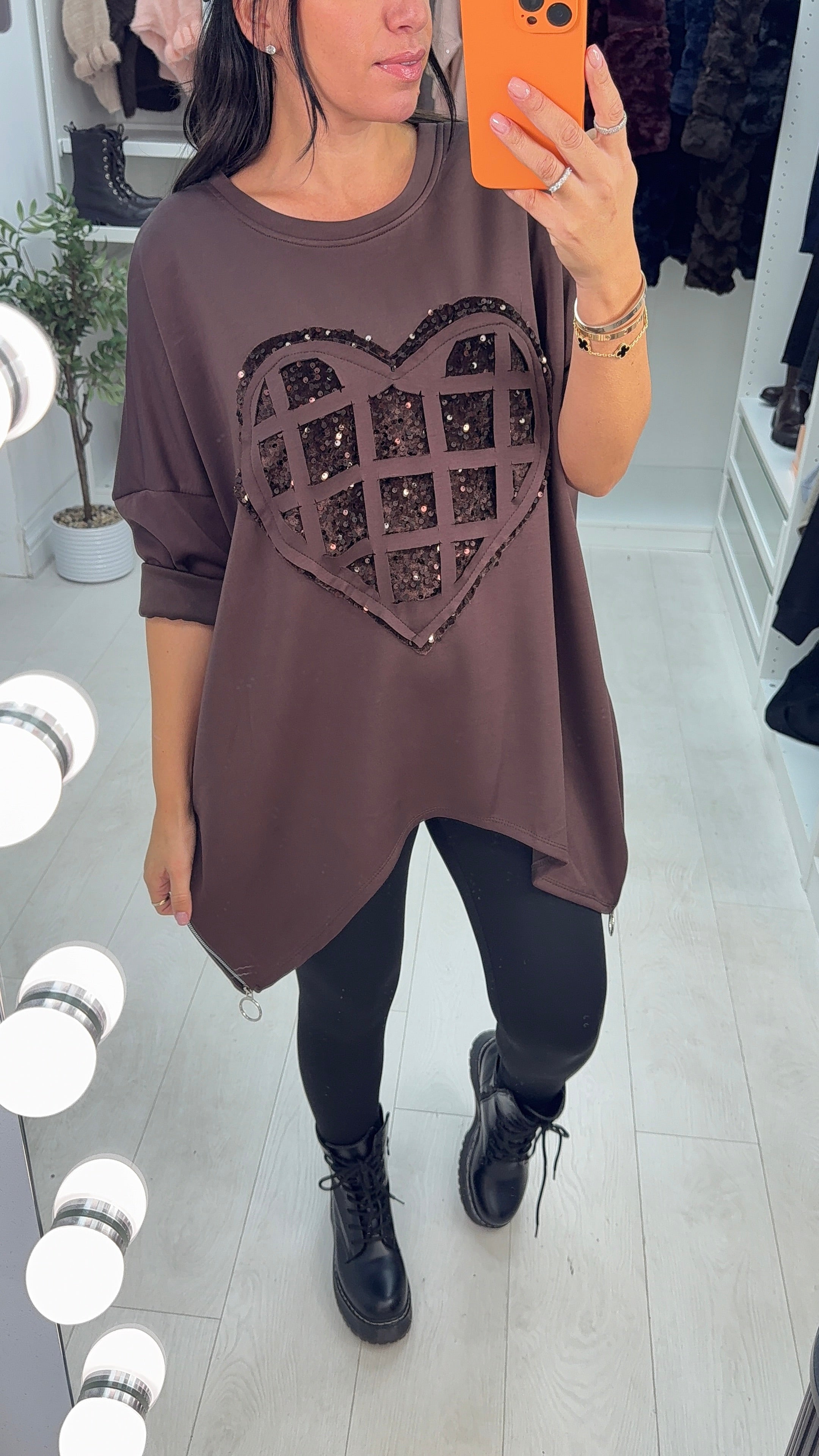 Avril Embellished Heart Loose Fit Sweatshirt