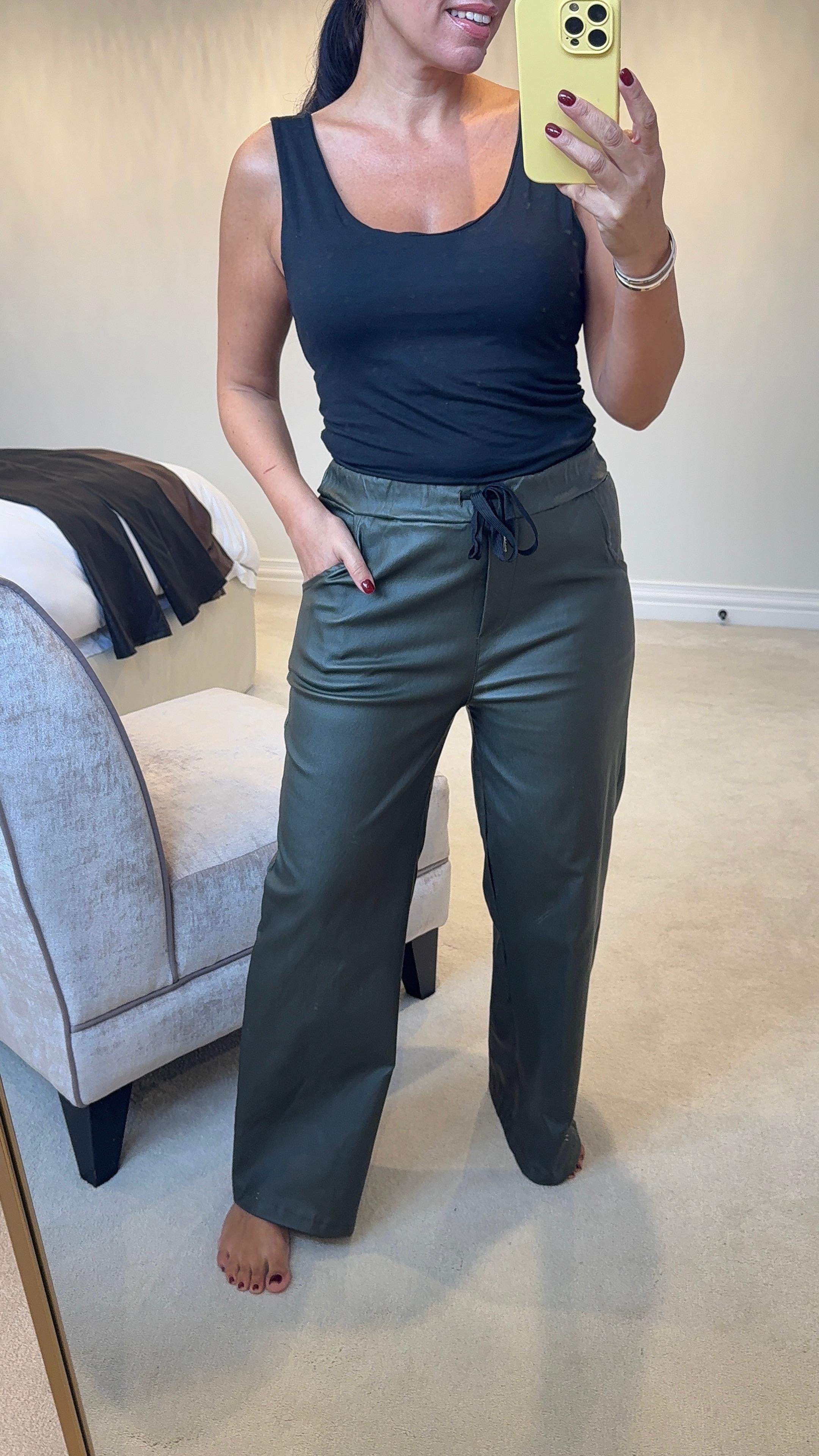 Sailor Faux Leather Wide Leg Trousers