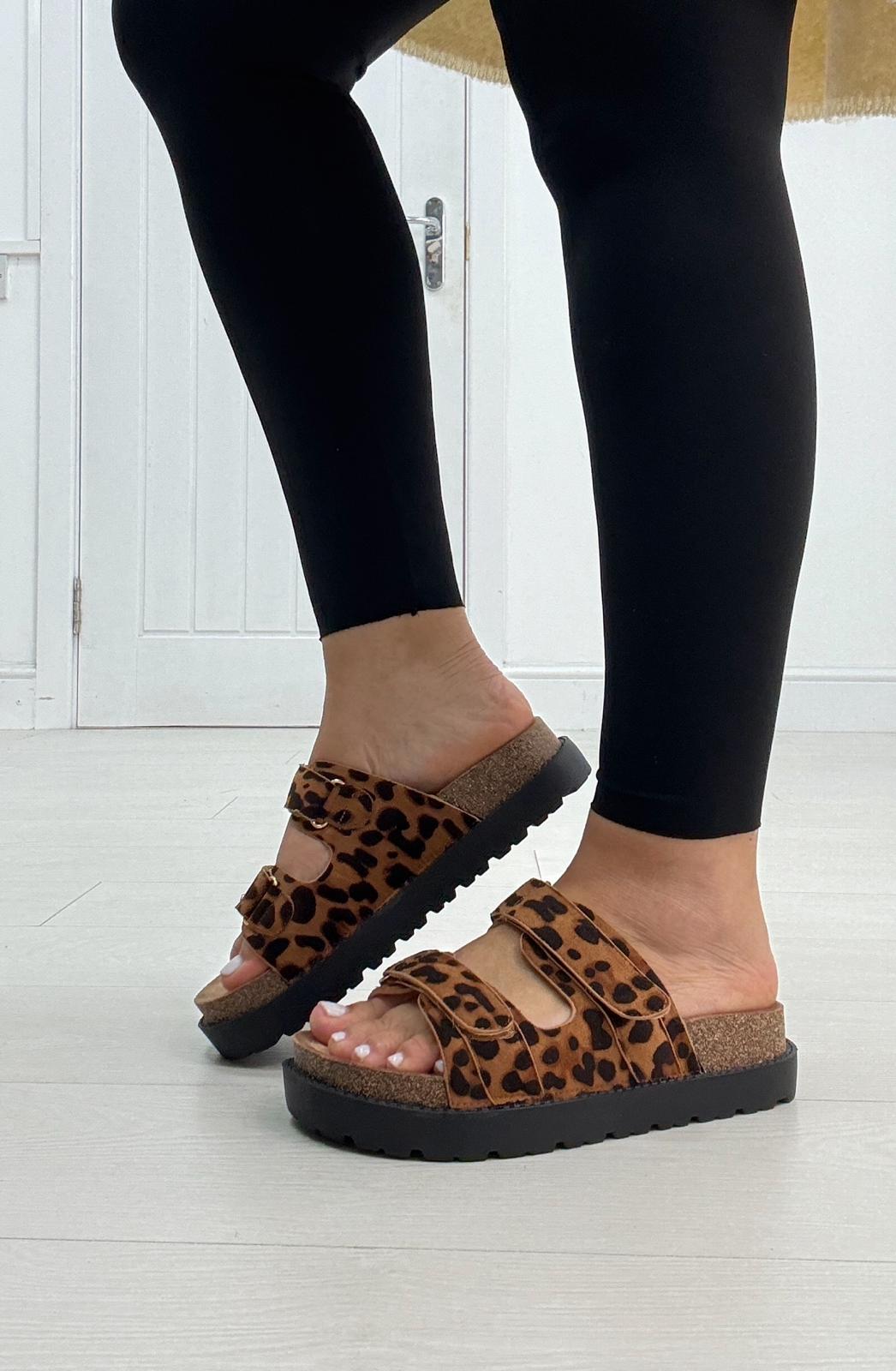 Antonia Velcro Cork Platform Sliders